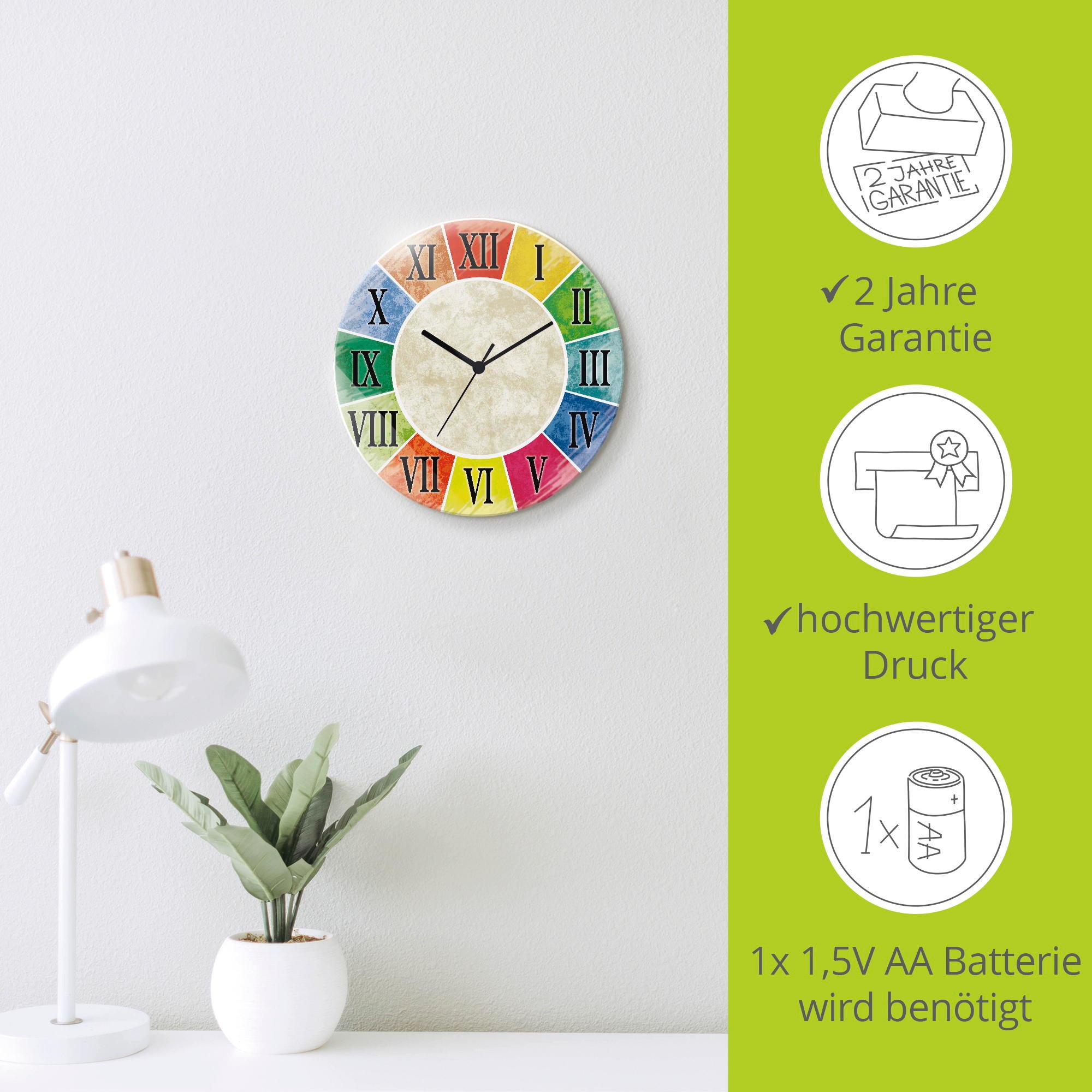 Artland Horloge murale »Römische Ziffern« wahlweise mit Quarz- oder Funkuhrwerk, lautlos ohne Tickgeräusche