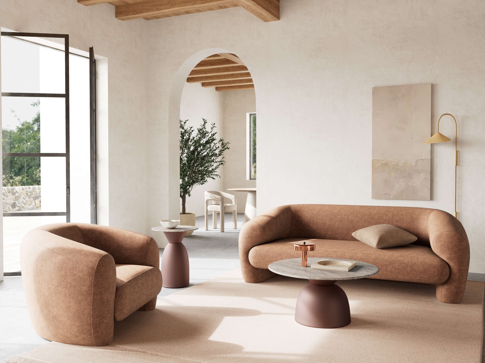 ACTONA GROUP Table d'appoint »Ferrol, Tisch, Beistelltisch« gris, marbre, colonne, 40x50 cm