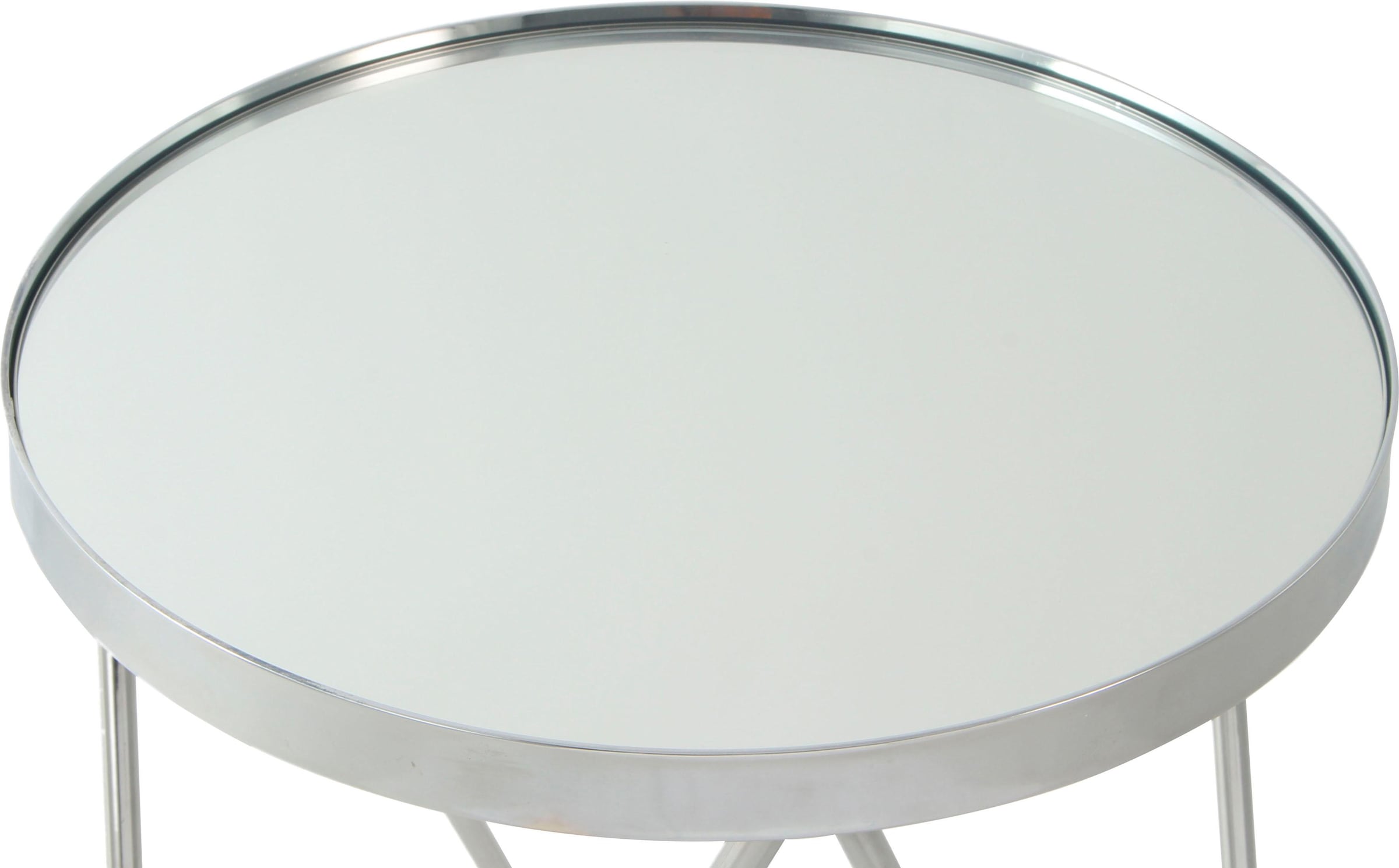 Kayoom Beistelltisch »Bonnie, modernes Gestell in Dreiecksform« 1 Stk. tlg. Ablagefläche aus Spiegelglas, modernes Gestell in Dreiecksform