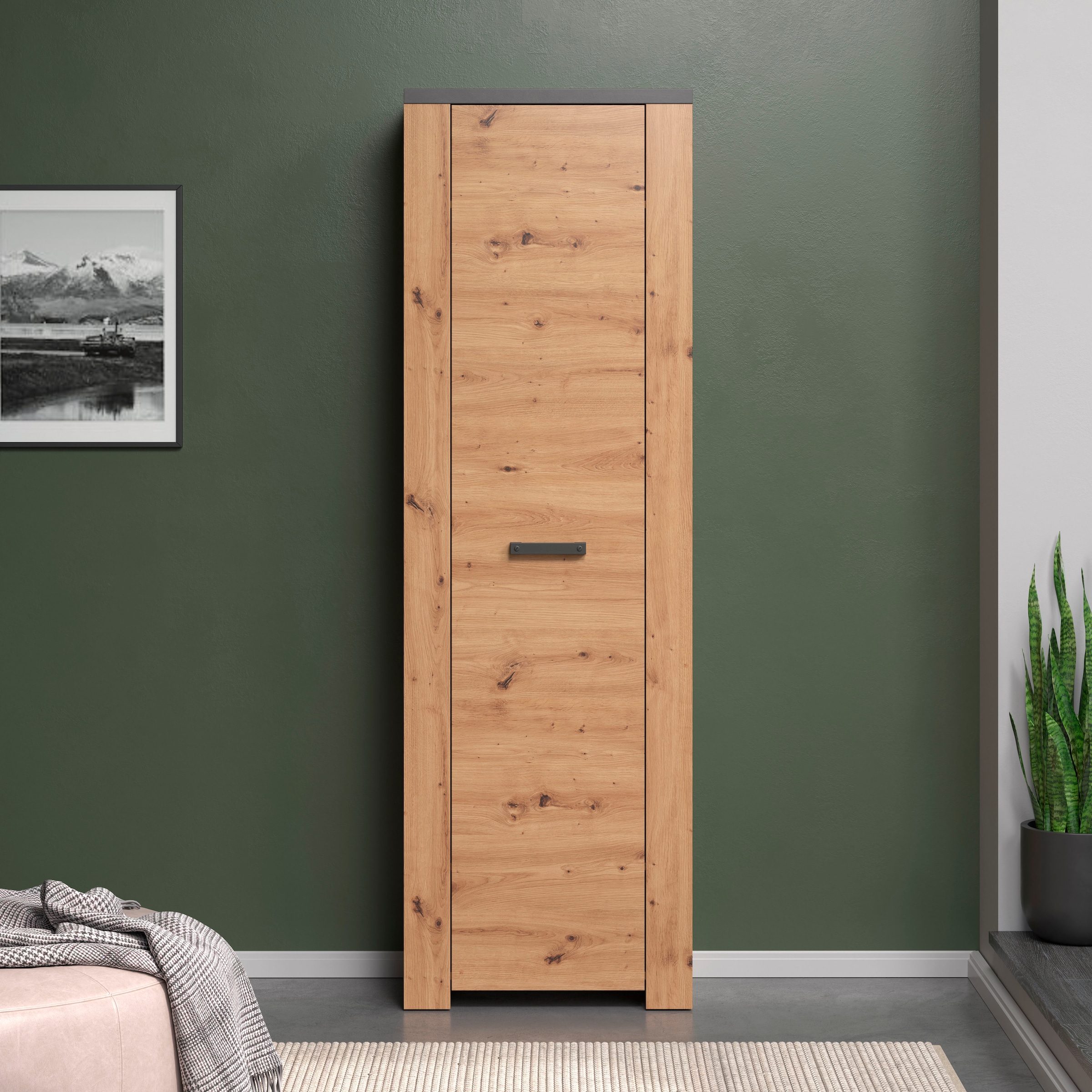 Home affaire Armoire vestiaire »Ambres Inkl. ausziehbarer Kleiderstange« 1 cuis tlg. Garderobenpaneel mit Ablage & Haken - (B/T/H) 62/26/199 cm
