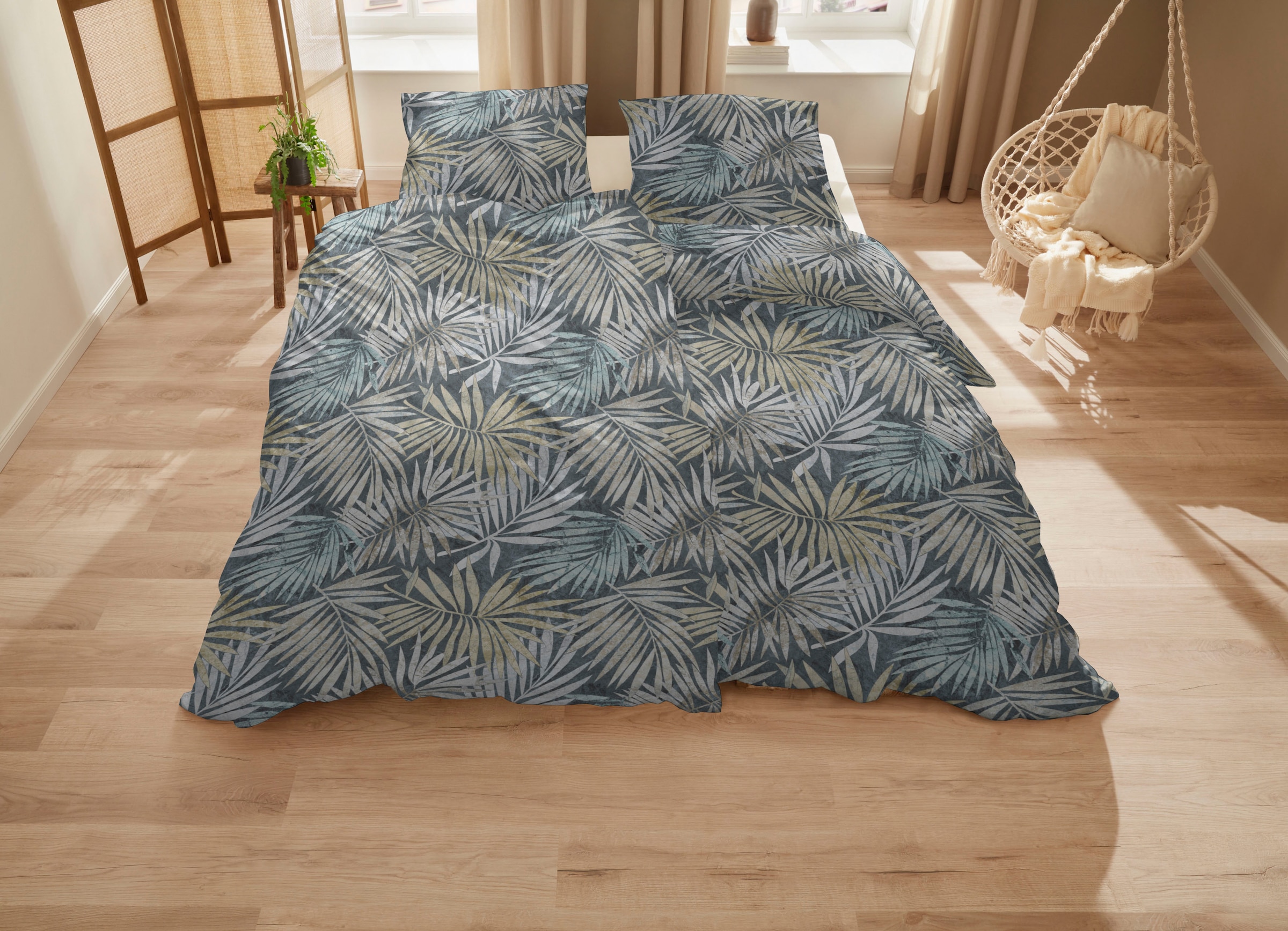 Primera Bettwäsche »Mako-Satin Bettwäsche Palmeral« 2 Stk. mit beruhigenden Palmenblättern