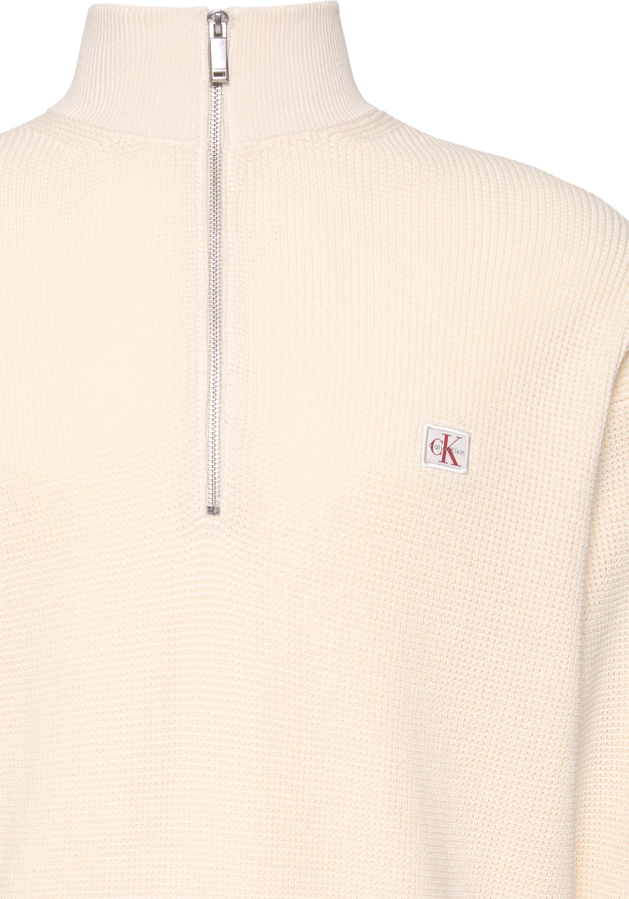 Calvin Klein Jeans Pull en tricot Troyerkragen mit Reissverschluss, Regular Fit