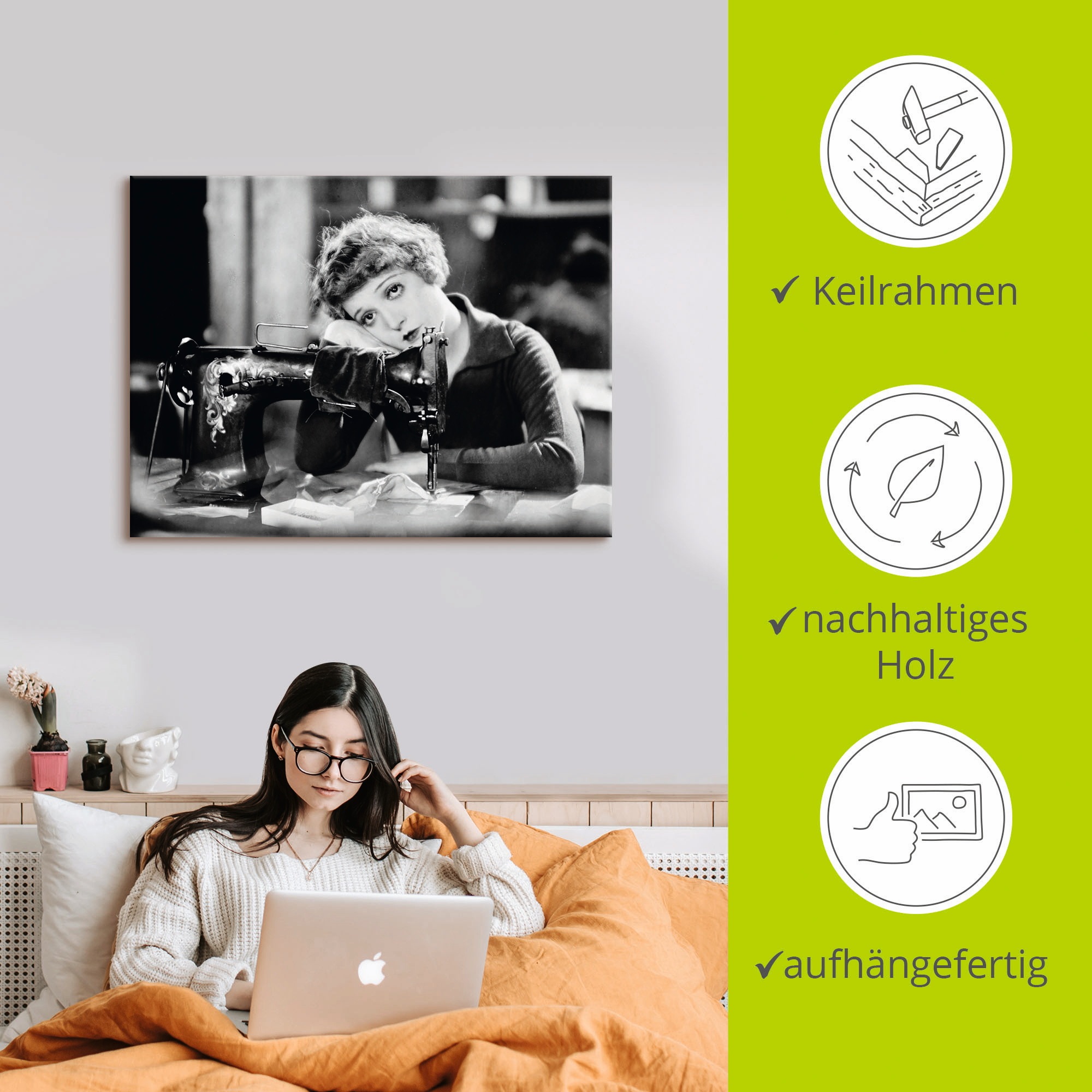 Artland Leinwandbild »Nähen« Film 1 Stk. tlg. auf Holzrahmen gespannt