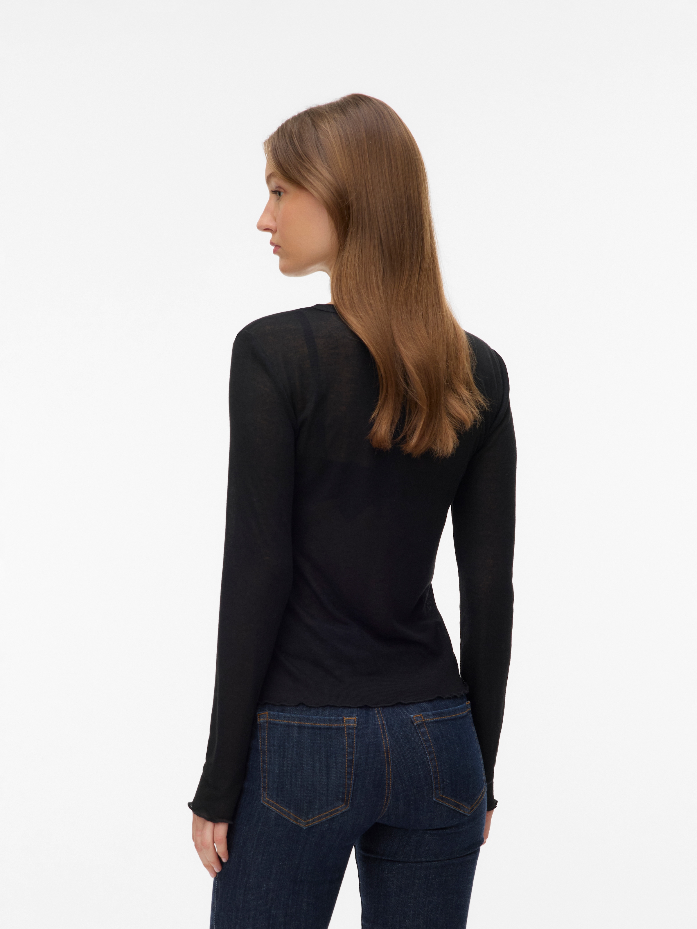 Vero Moda T-shirt à manches longues »VMARIEL LS TOP JRS NOOS« mélange de matières, ourlet ondulé