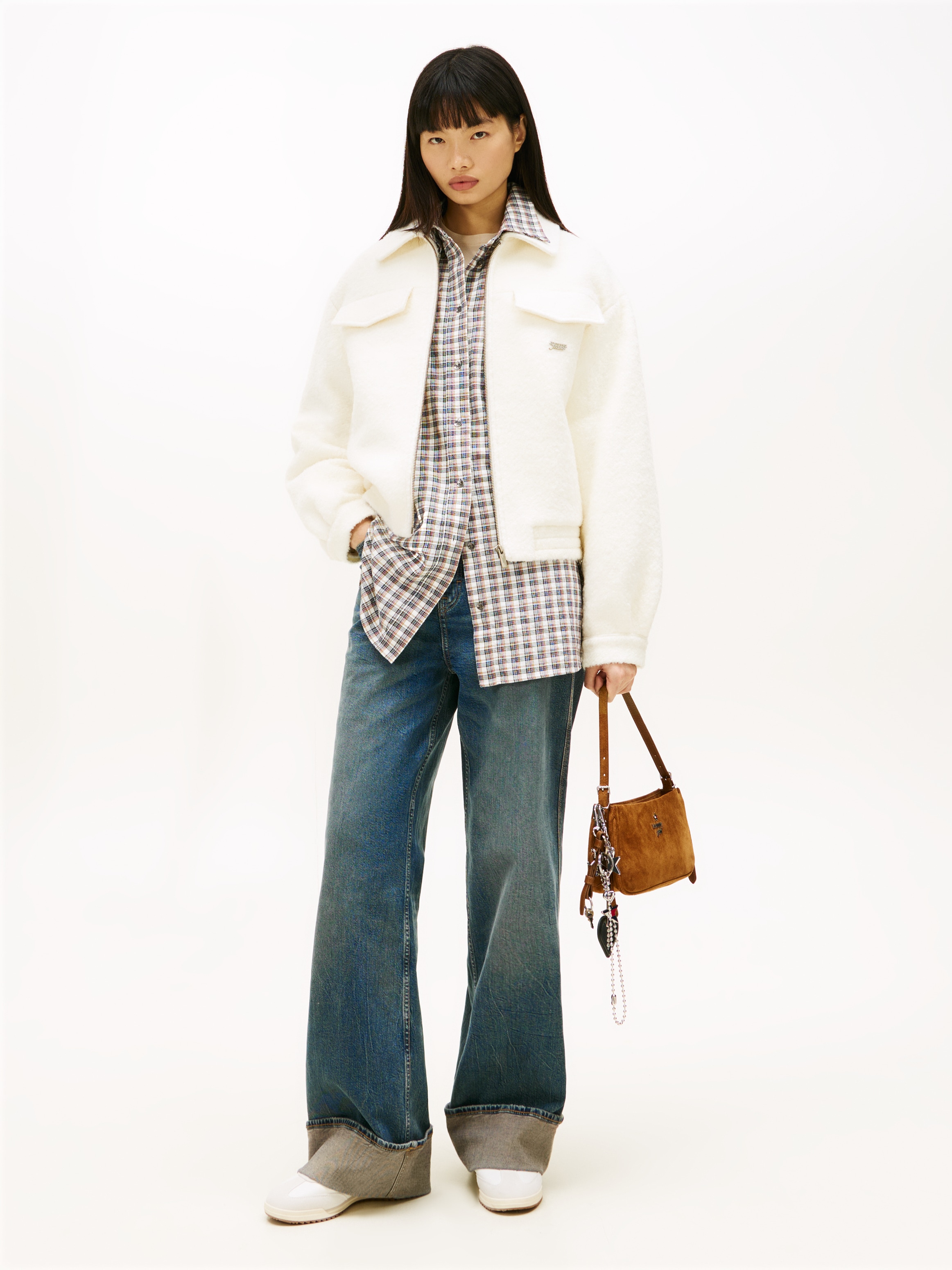 Tommy Jeans Blouson »TJW  OVS WOOL ZIP FRONT JACKET« mit Wolle