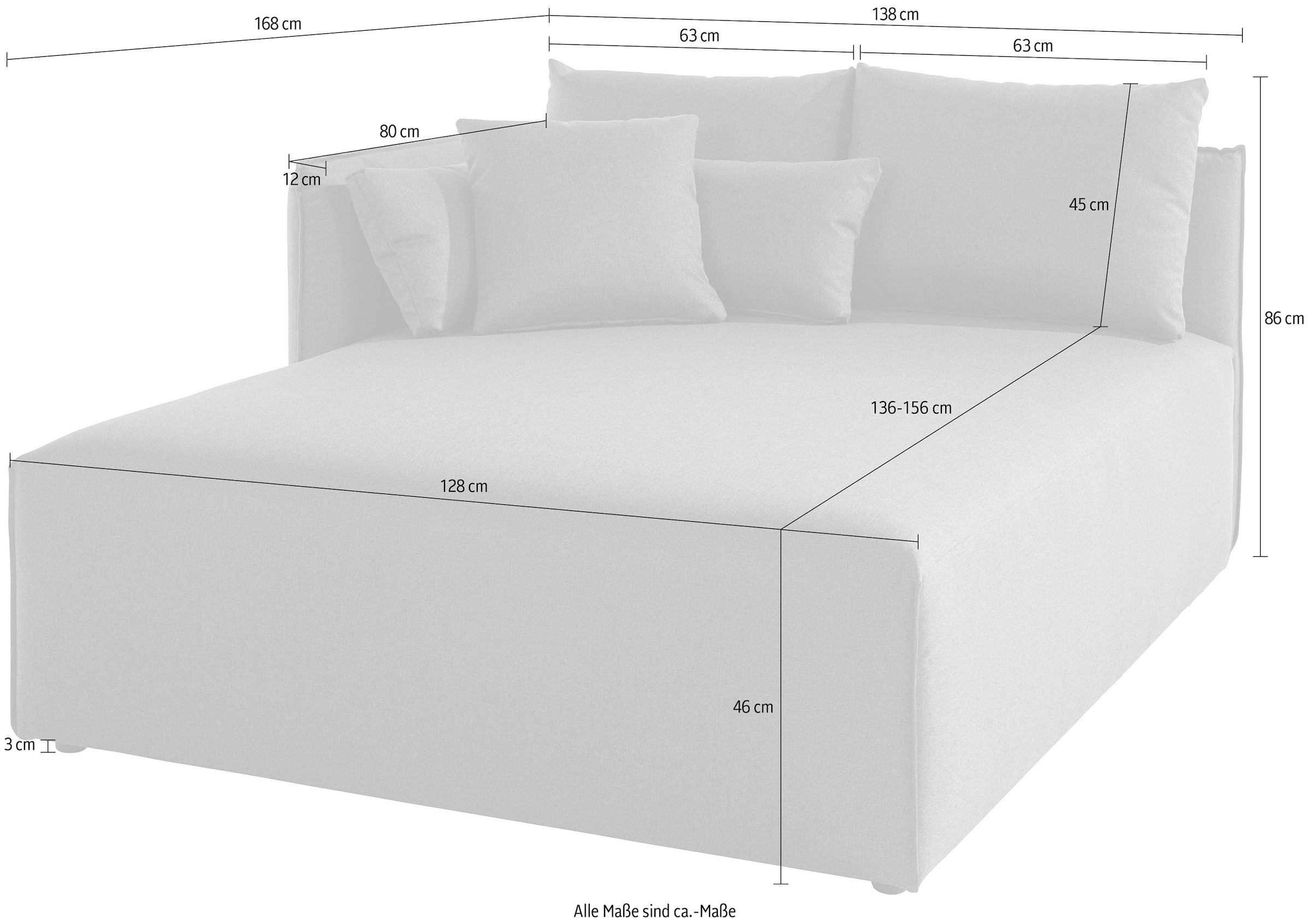 GOODproduct Ottomane »Nöre« Module lounge - à composer soi-même, largeur 138 cm, profondeur 168 cm
