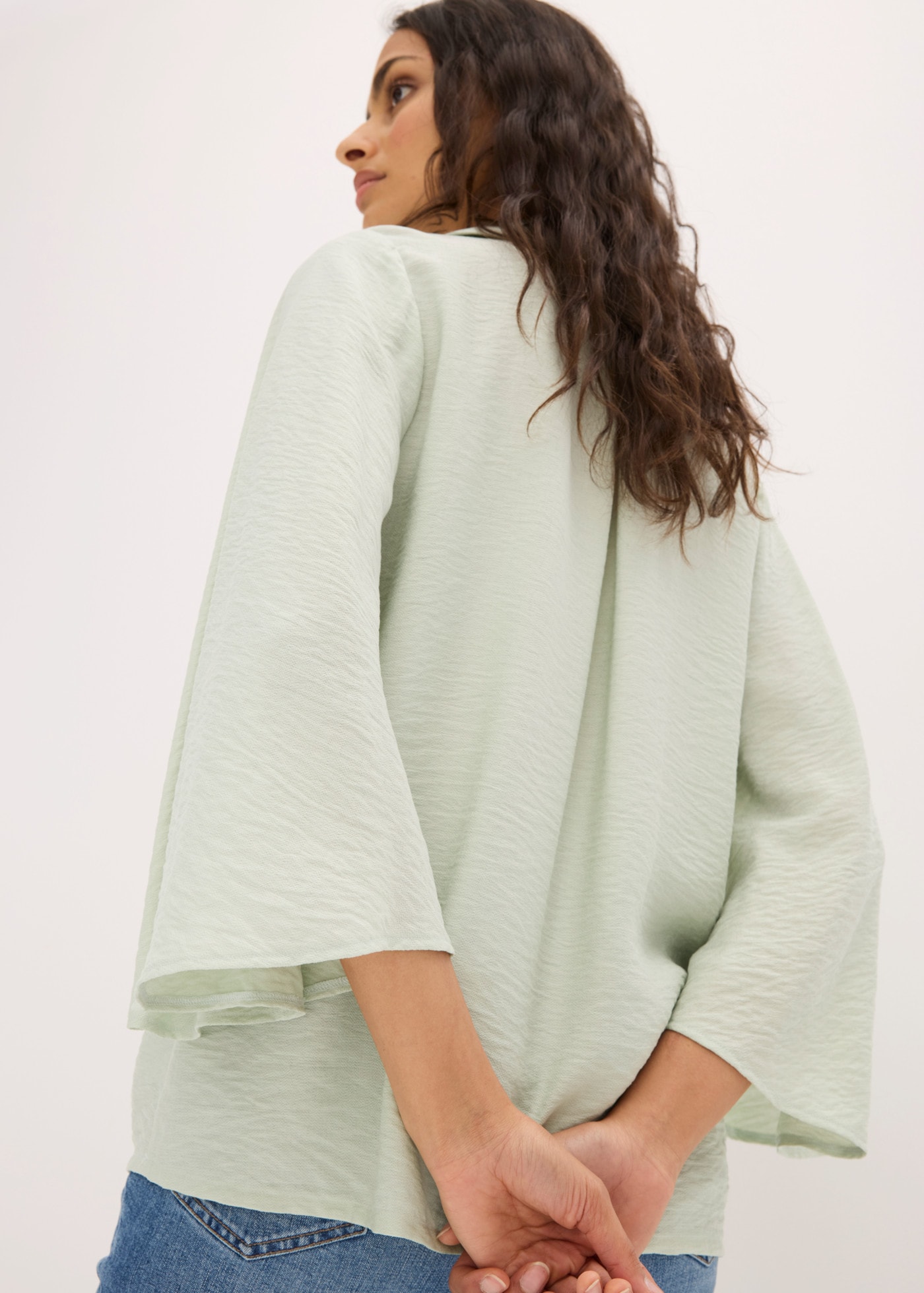 bonprix Tunique blouse tunique fluide, coupe ample, avec manches 7/8