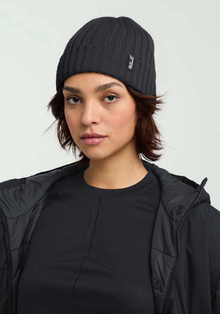 Jack Wolfskin Bonnet »RIB KNIT BEANIE« Bonnet tricoté, chaud, coupe-vent