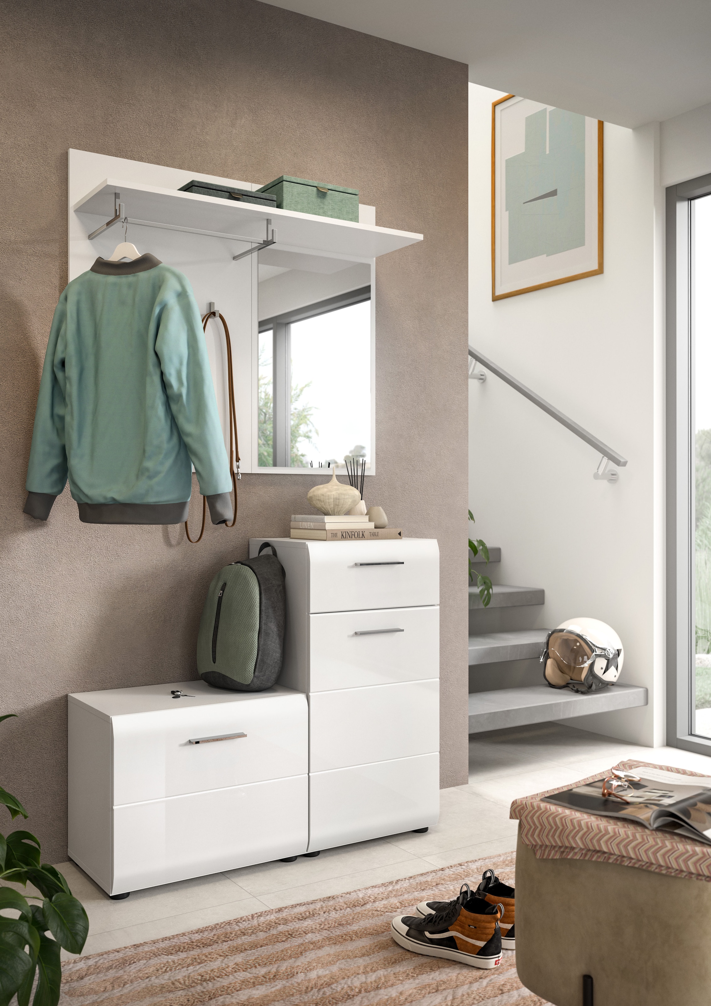 Home affaire Ensemble de vestiaires »FLORENZ, 3tlg., best. aus: Garderobenspiegelpaneel, Sitzbank & Kommode«