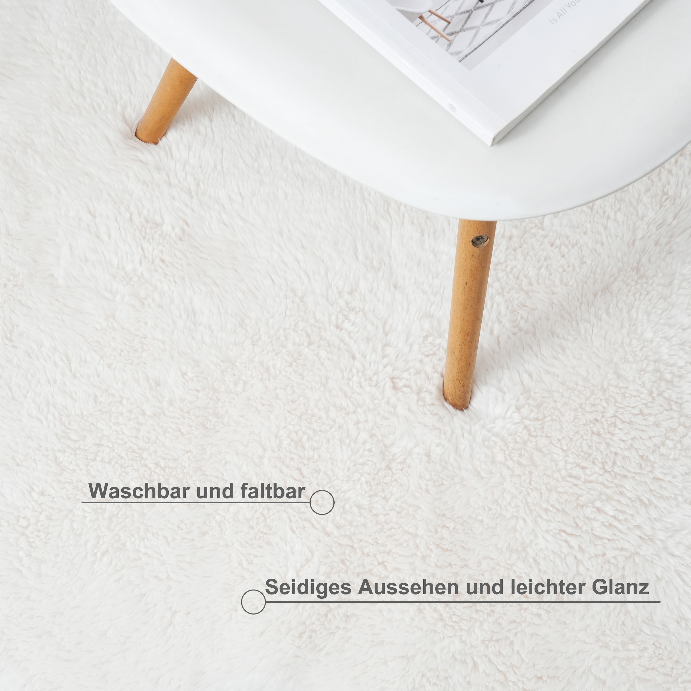 GOODproduct Tapis à poils longs »Mollin, Fellform, leichter Glanz« Rectangulaire 30 mm Höhe fausse fourrure, imitation fourrure, lavable, duveteux, doux, salon