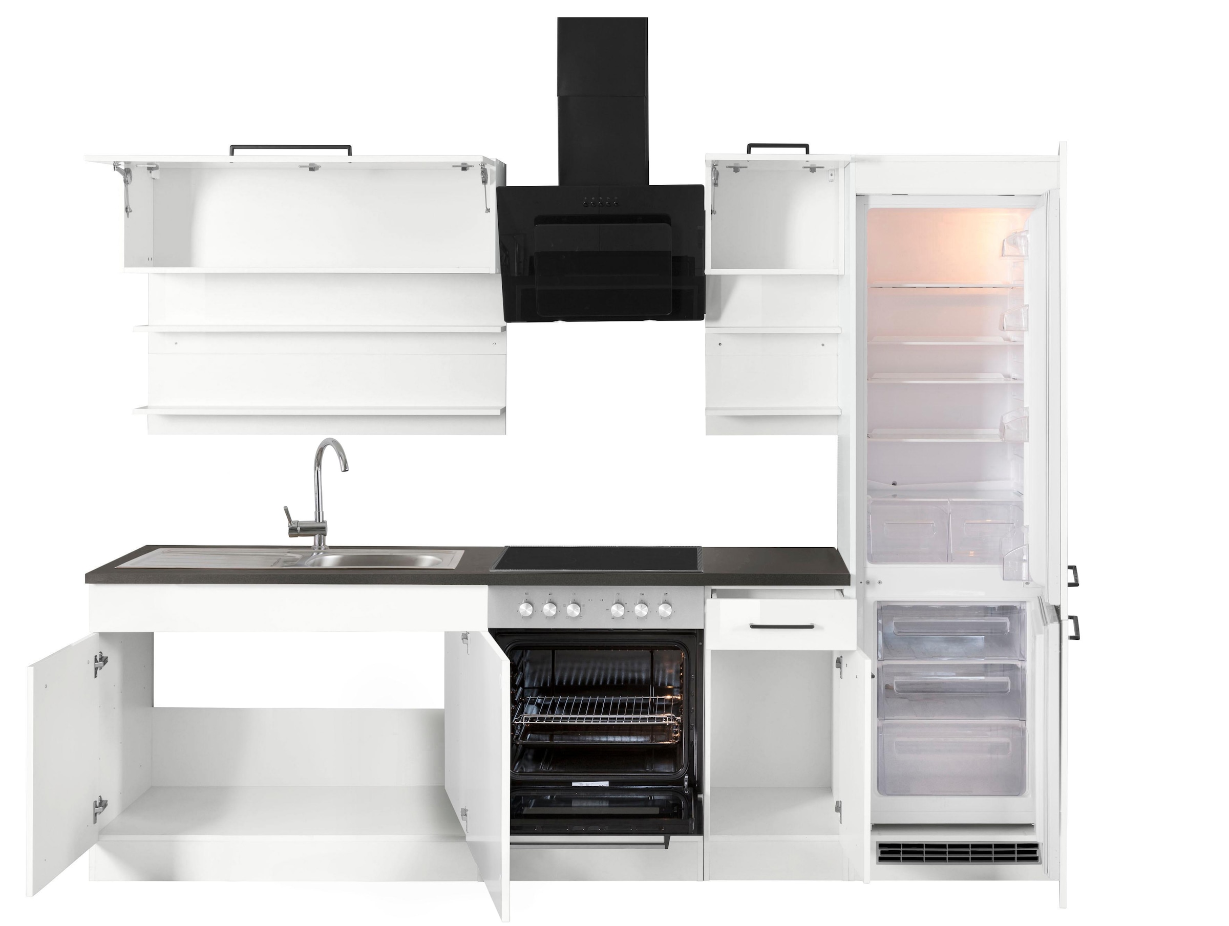 KOCHSTATION Kitchenette »KS-Tulsa« sans appareils électriques, largeur 270 cm, poignées en métal noir, façades MDF