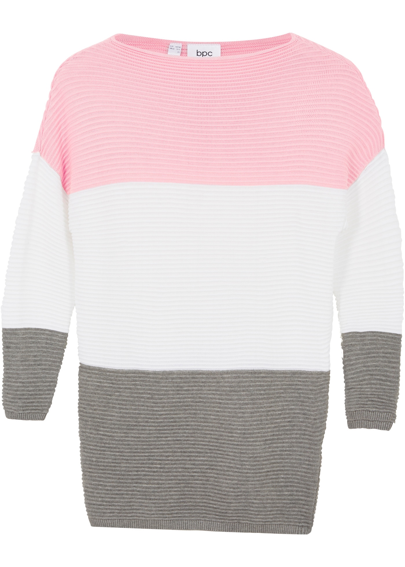 bonprix Pull long für Mädchen, mit Blockstreifen, Regular Fit