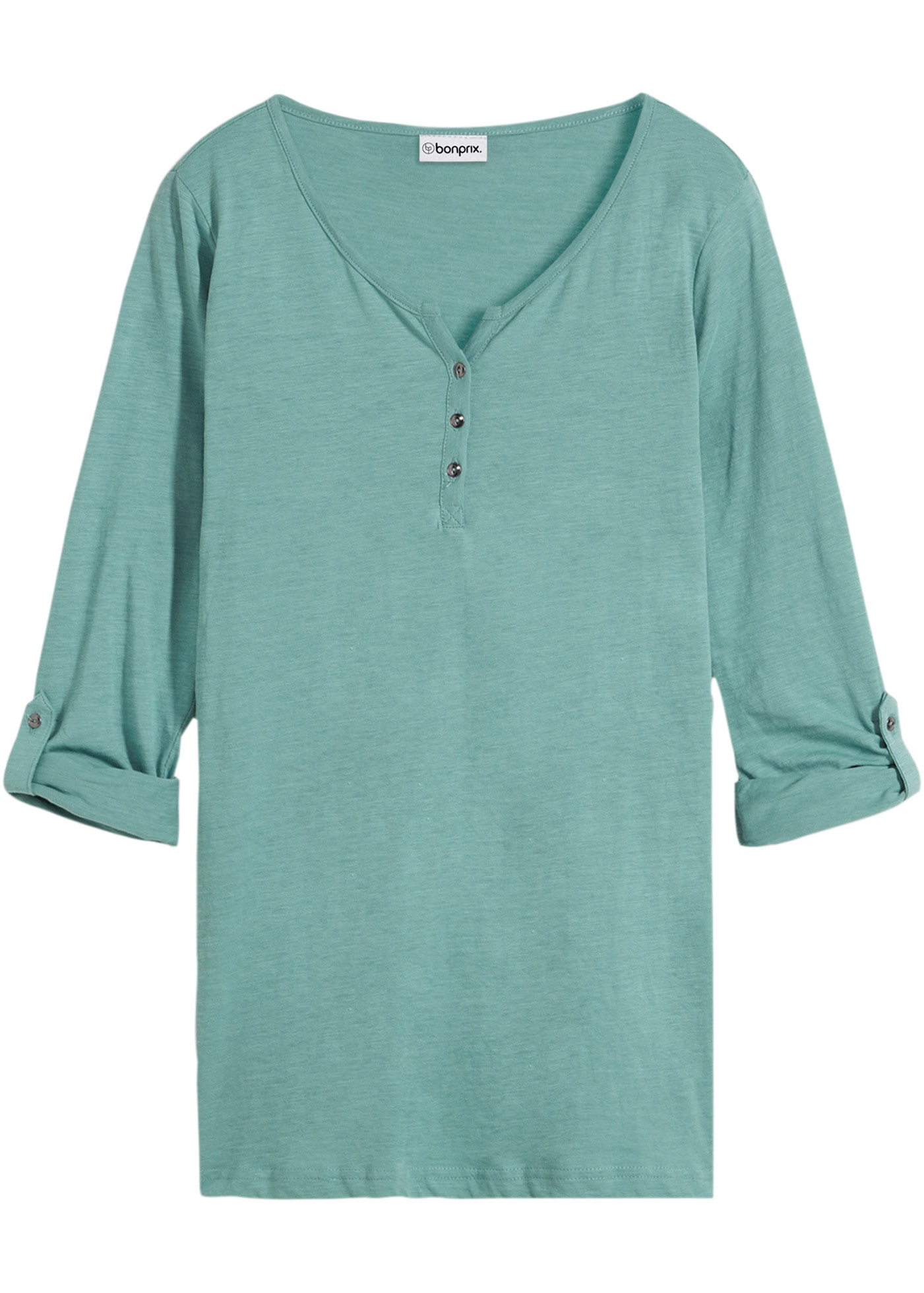 bonprix T-shirt à manches longues 1 pièces gerade Passform, verstellbare Ärmel, mit V-Ausschnitt