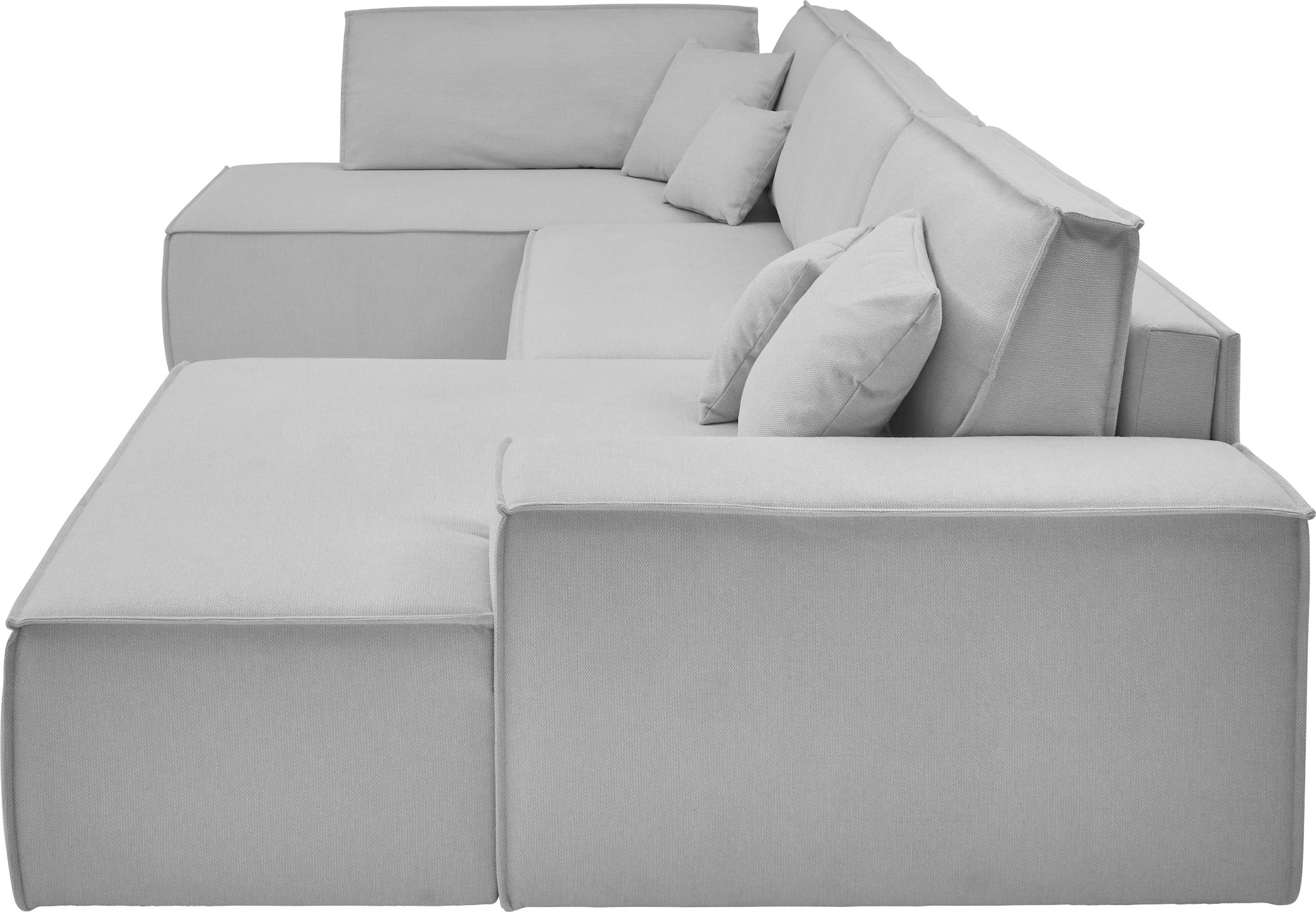 andas Paysage de salon »FINNLEY, U-Form XXL 329 cm, Schlafsofa, Schlaffunktion m. Bettkasten« verfügbar in den Stoffqualitäten Bouclé, Struktur fein und Mega Cord
