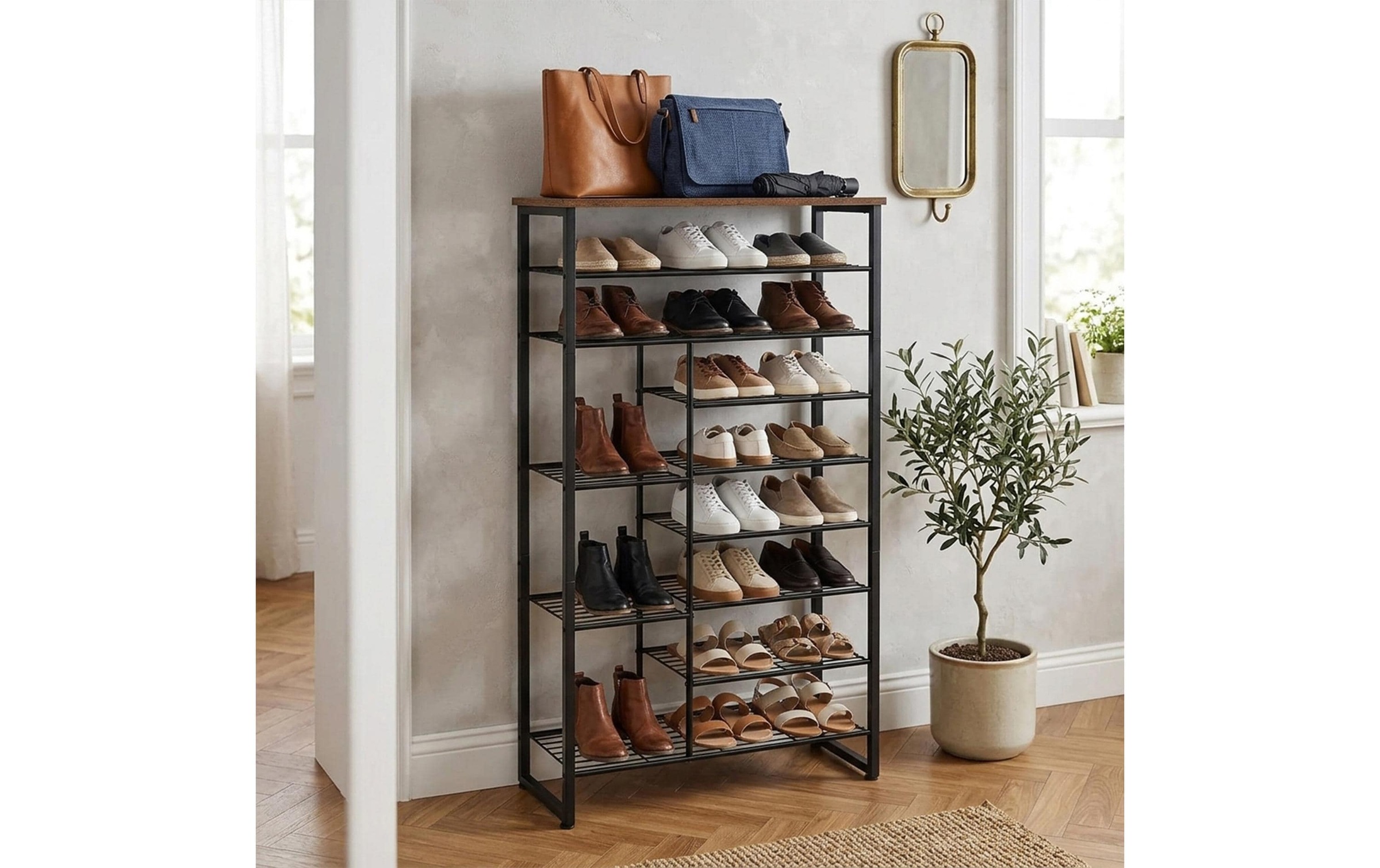 relaxdays »Schuhregal 75 x 172.5 cm, Schwarz/Braun«
