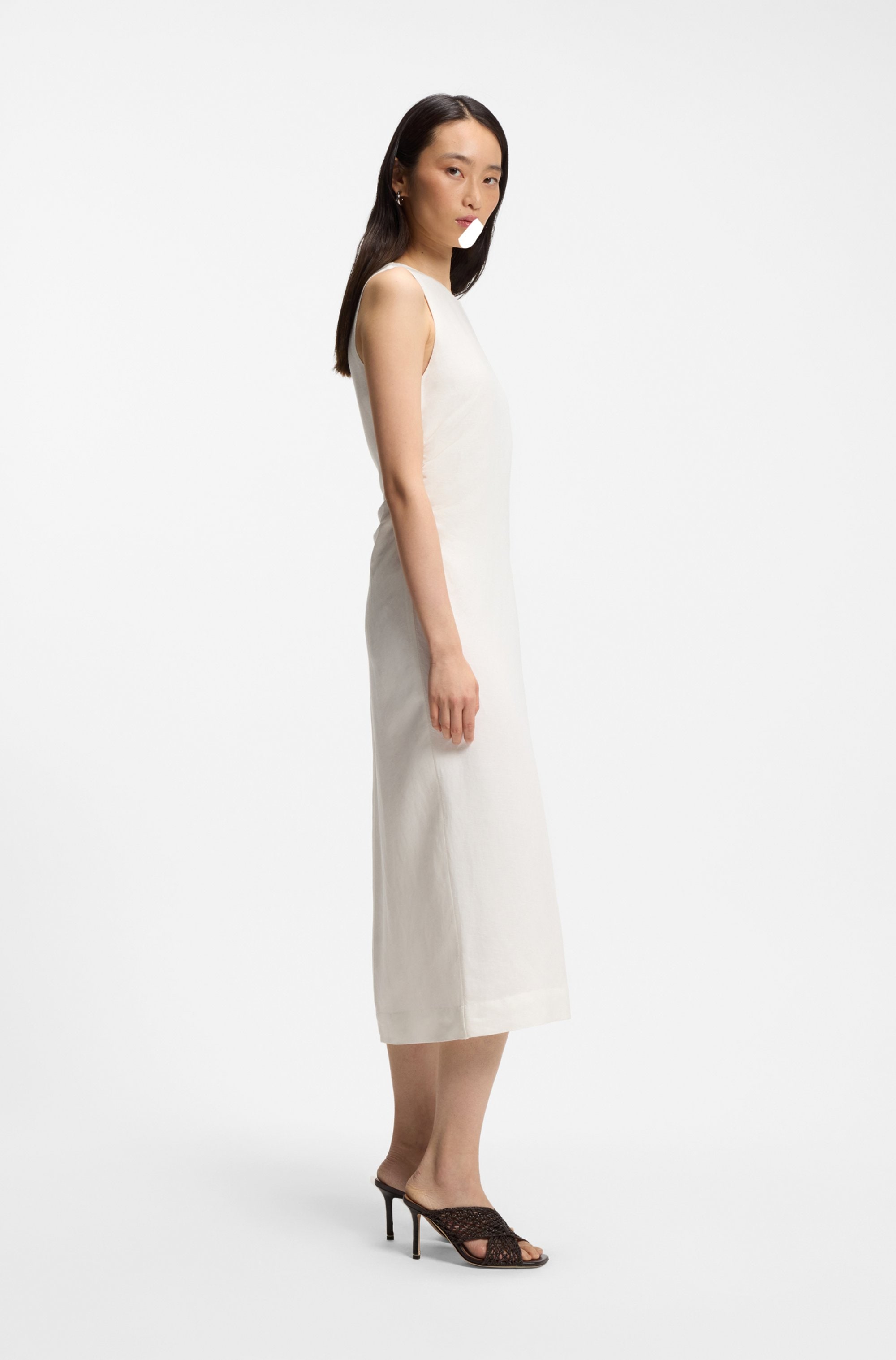 BOSS ORANGE Robe d'été »Delinna Premium Damenmode« aus softem Leinen-Mix