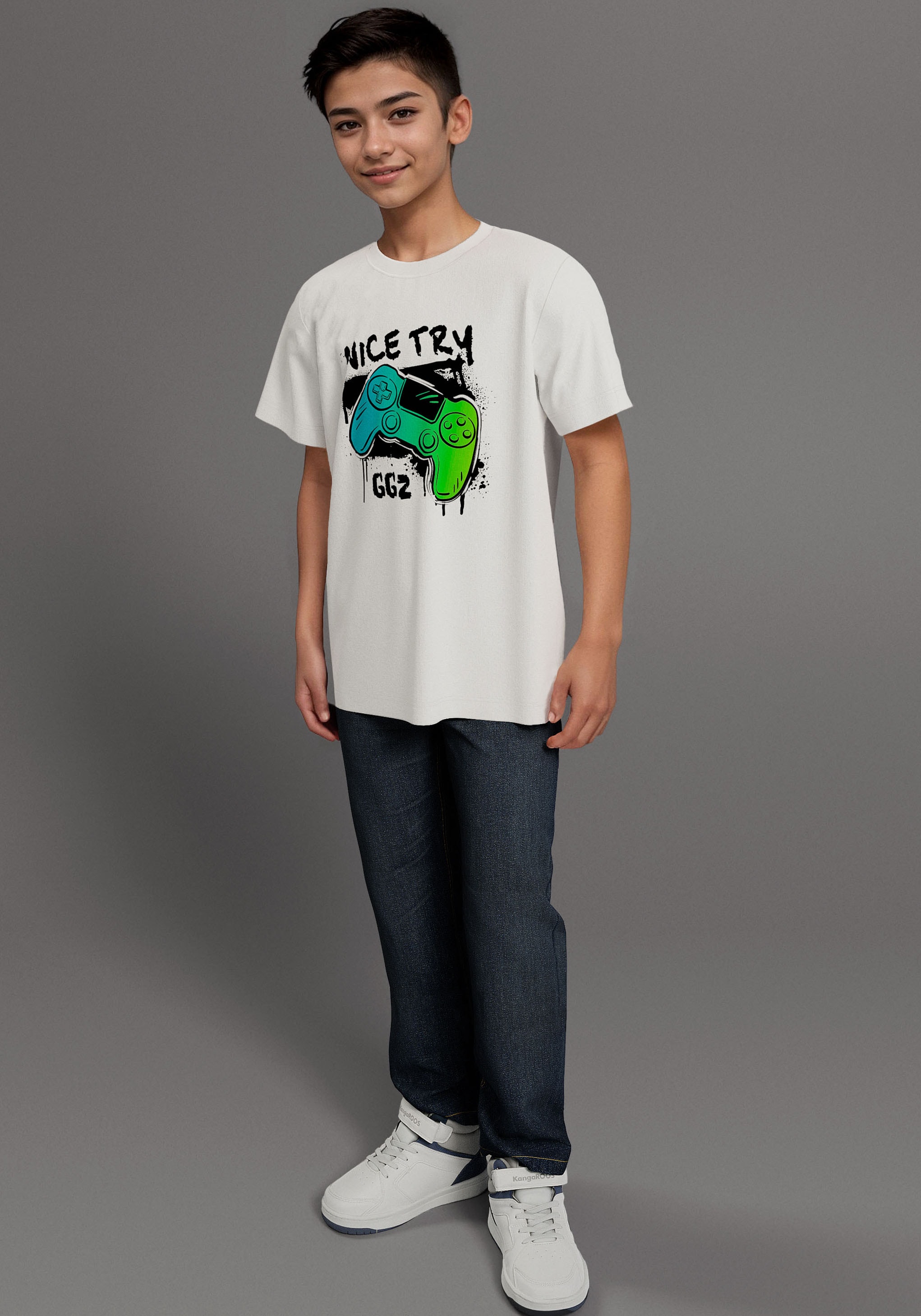 KIDSWORLD T-Shirt »Gamer-Druck: NICE TRY«, , cooler Gamer-Print
