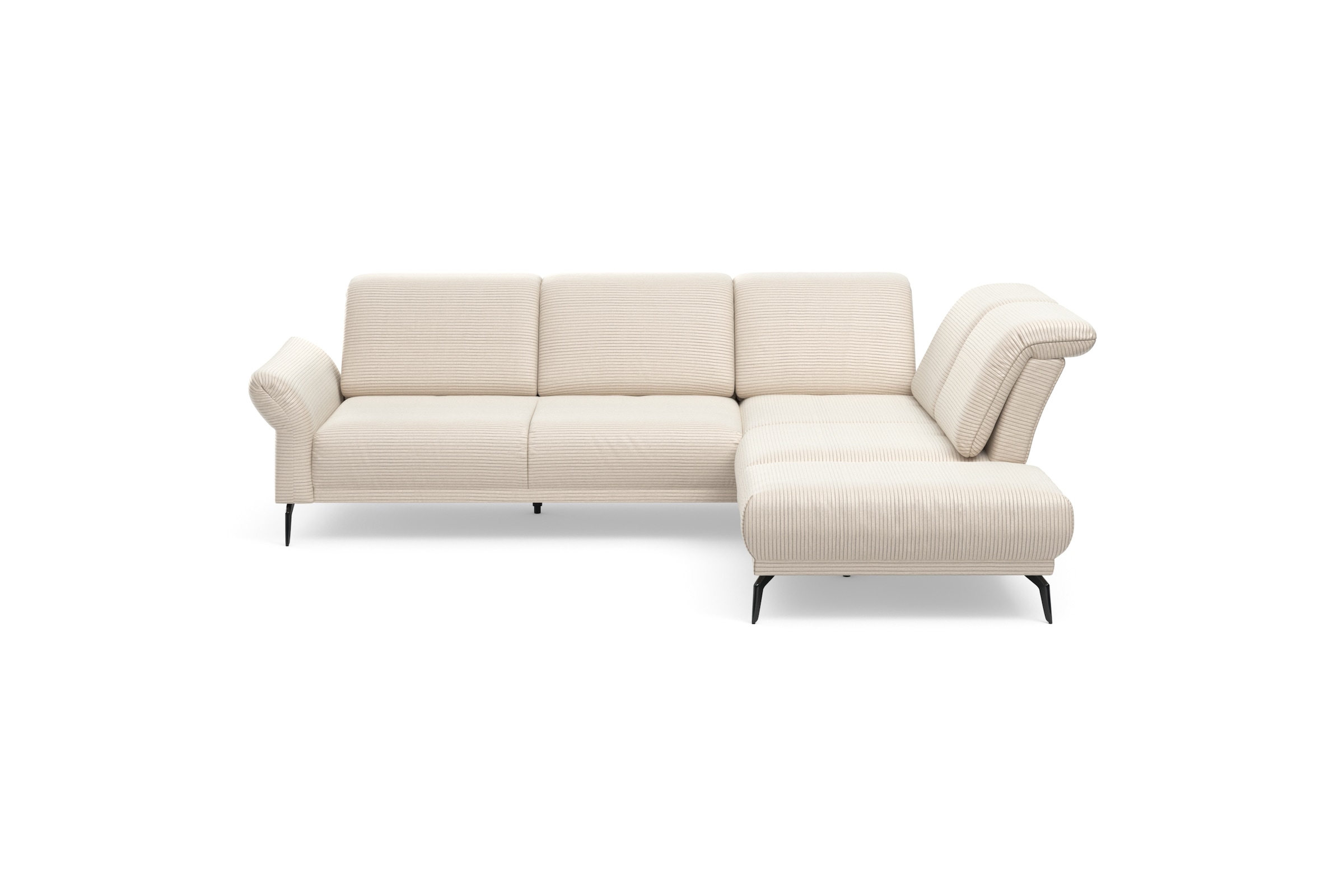 Home affaire Canapé d'angle »Coco L-Form« Sitztiefen-, Arm- und Kopfteilverstellung, Cord-Bezug, Fusshöhe 15 cm