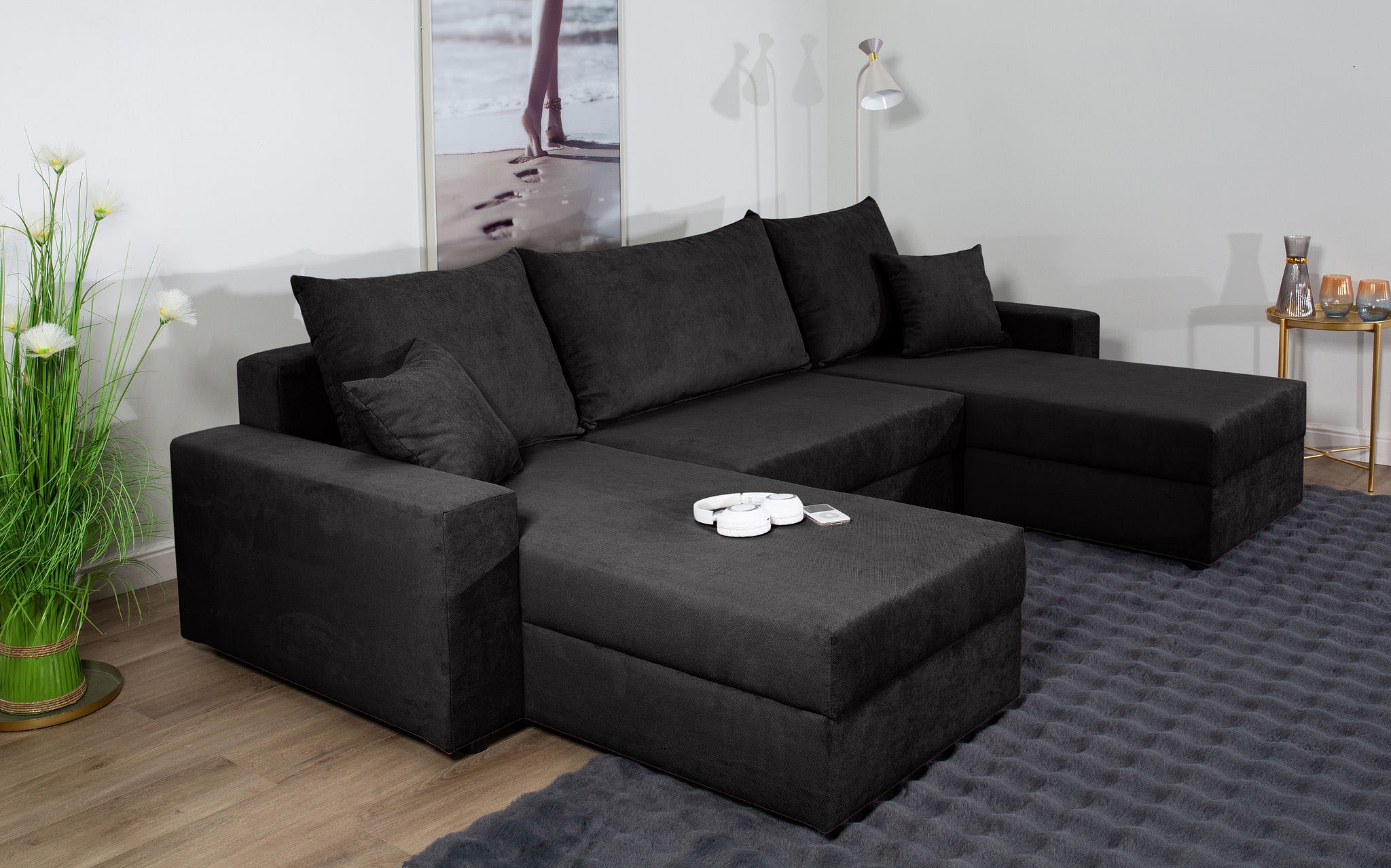 COLLECTION AB Wohnlandschaft »Pico U-Form« Wohnlandschaft,2 X Ottomane,Polyätherschaum Polsterung