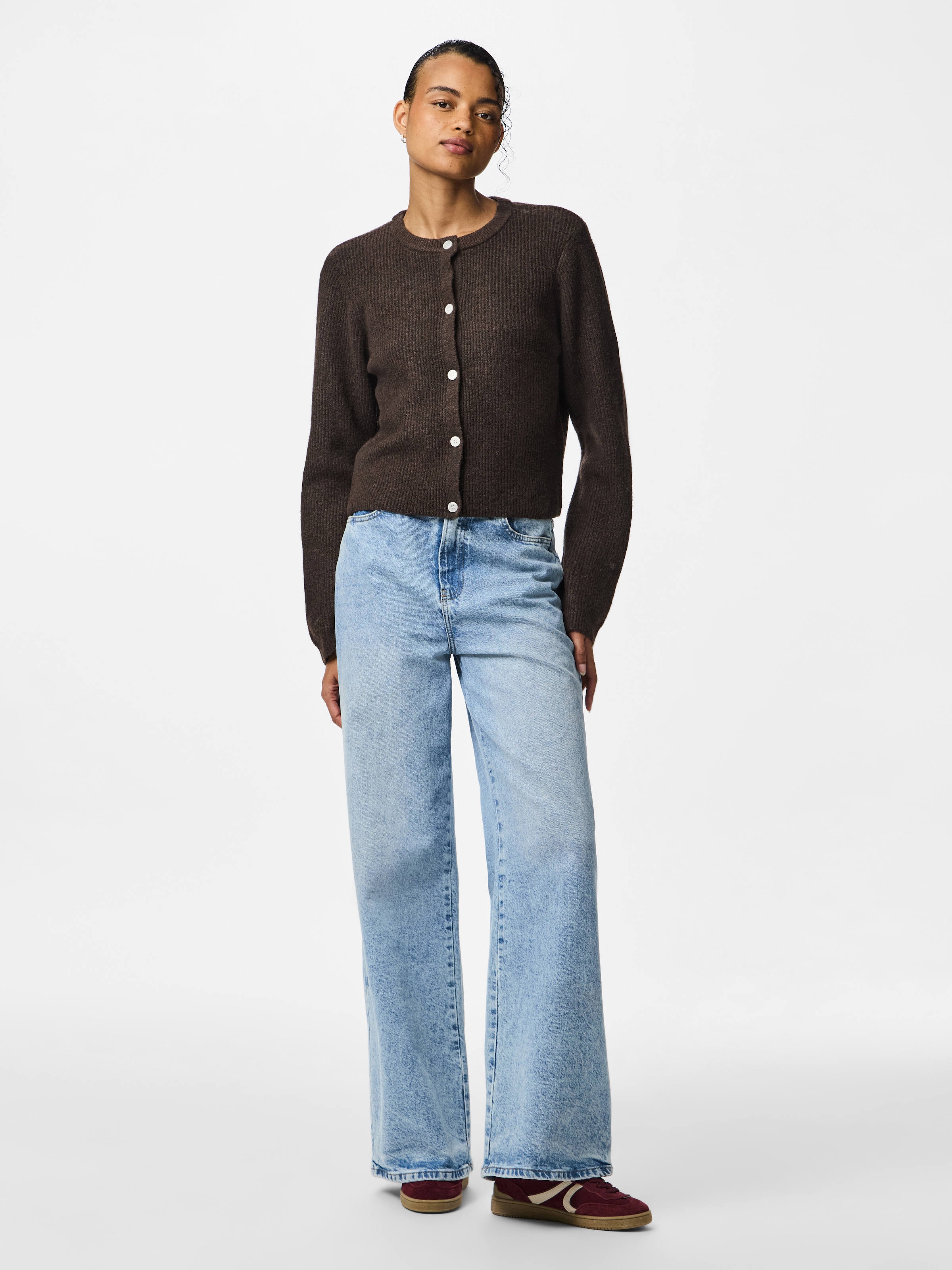 pieces Strickjacke »PCSILLY LS O-NECK KNIT CARDIGAN NOOS BC« Materialmix, regular fit