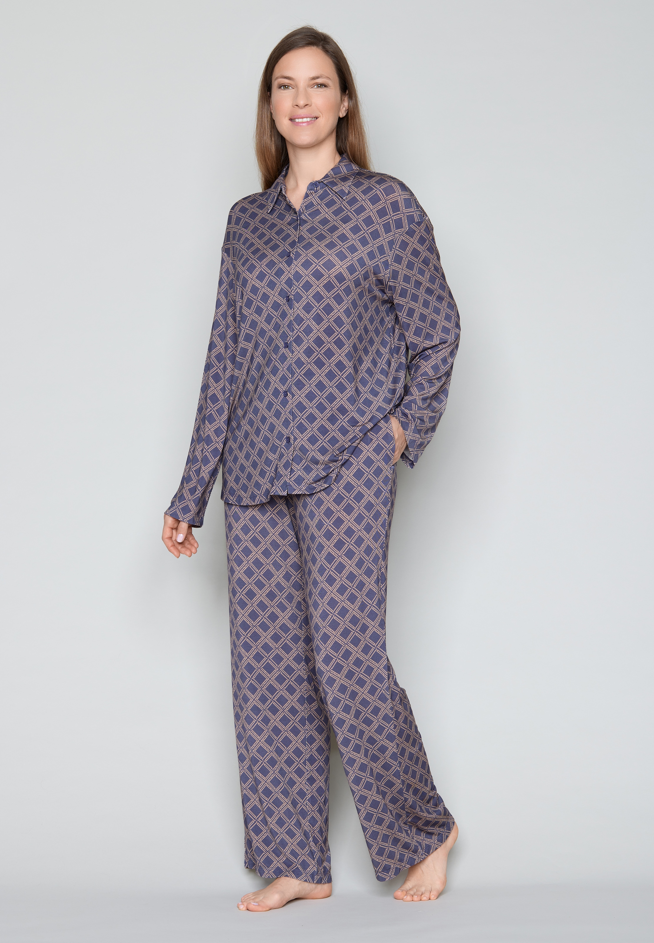 JOOP! Pantalon de pyjama  21 : Coupe droite aux jambes, imprimé géométrique
