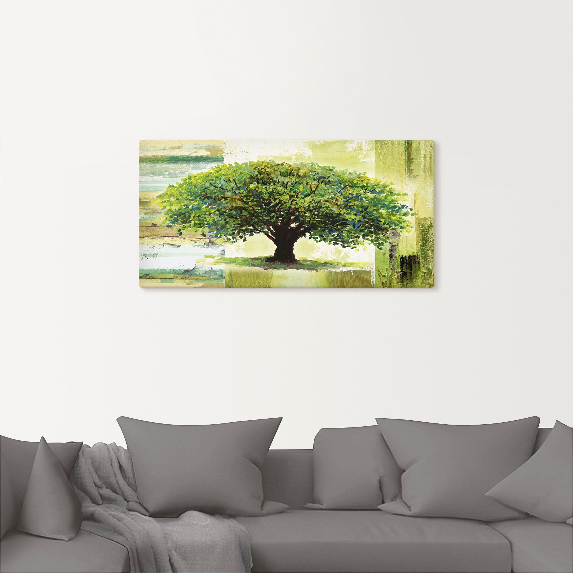 Artland Leinwandbild »Frühlingsbaum auf abstraktem Hintergrund« Bäume 1 Stk. tlg. auf Holzrahmen gespannt