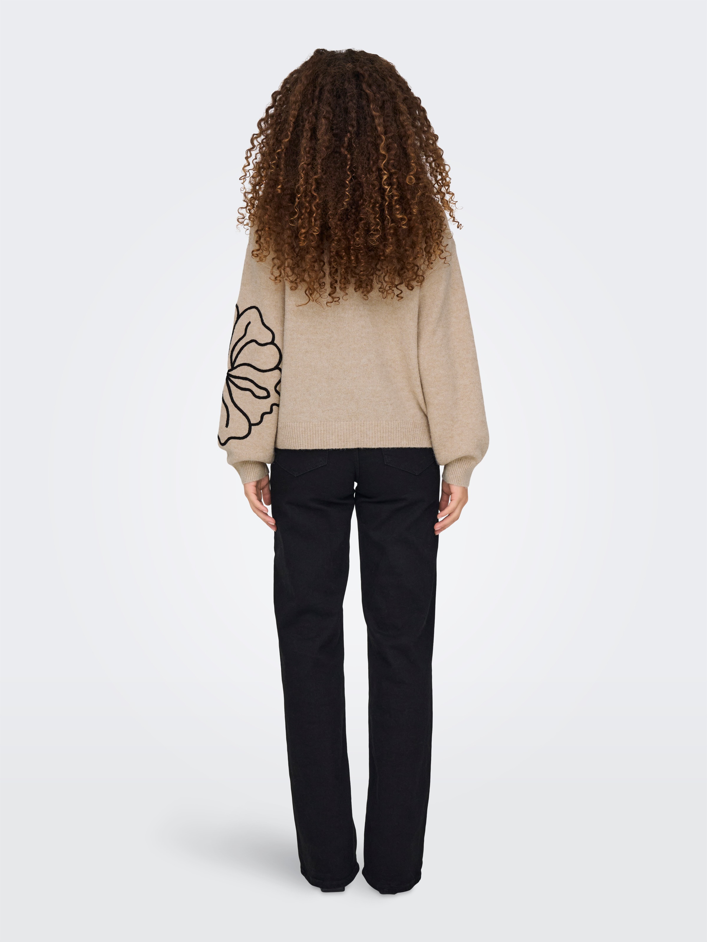 JDY Pull en tricot »JDYJELLA L/S FLOWER PULLOVER KNT NOOS« mélange de matériaux, coupe régulière