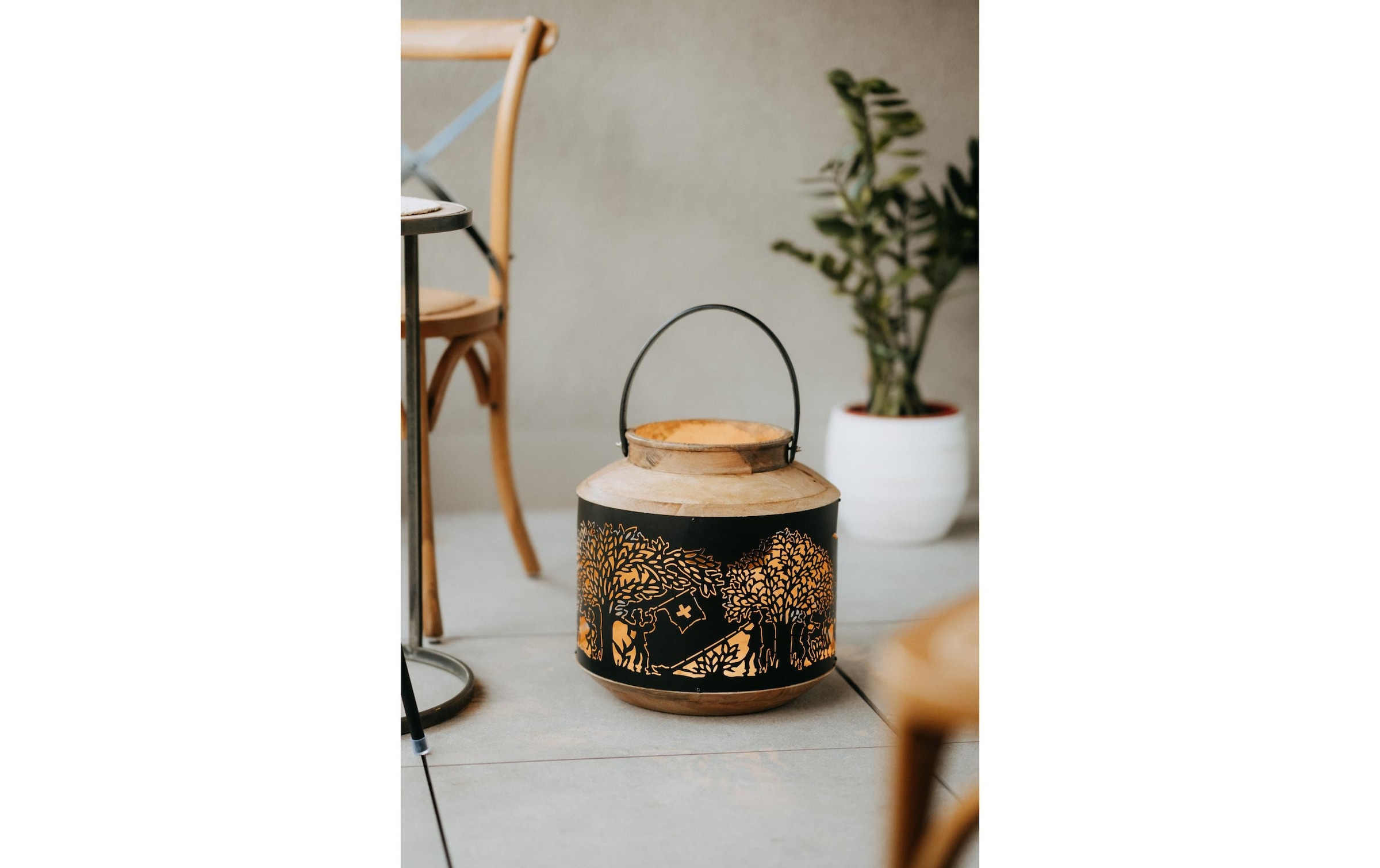 Kadastar Lanterne à bougie »Bergchilbi 37 cm« Laterne Scherenschnitt