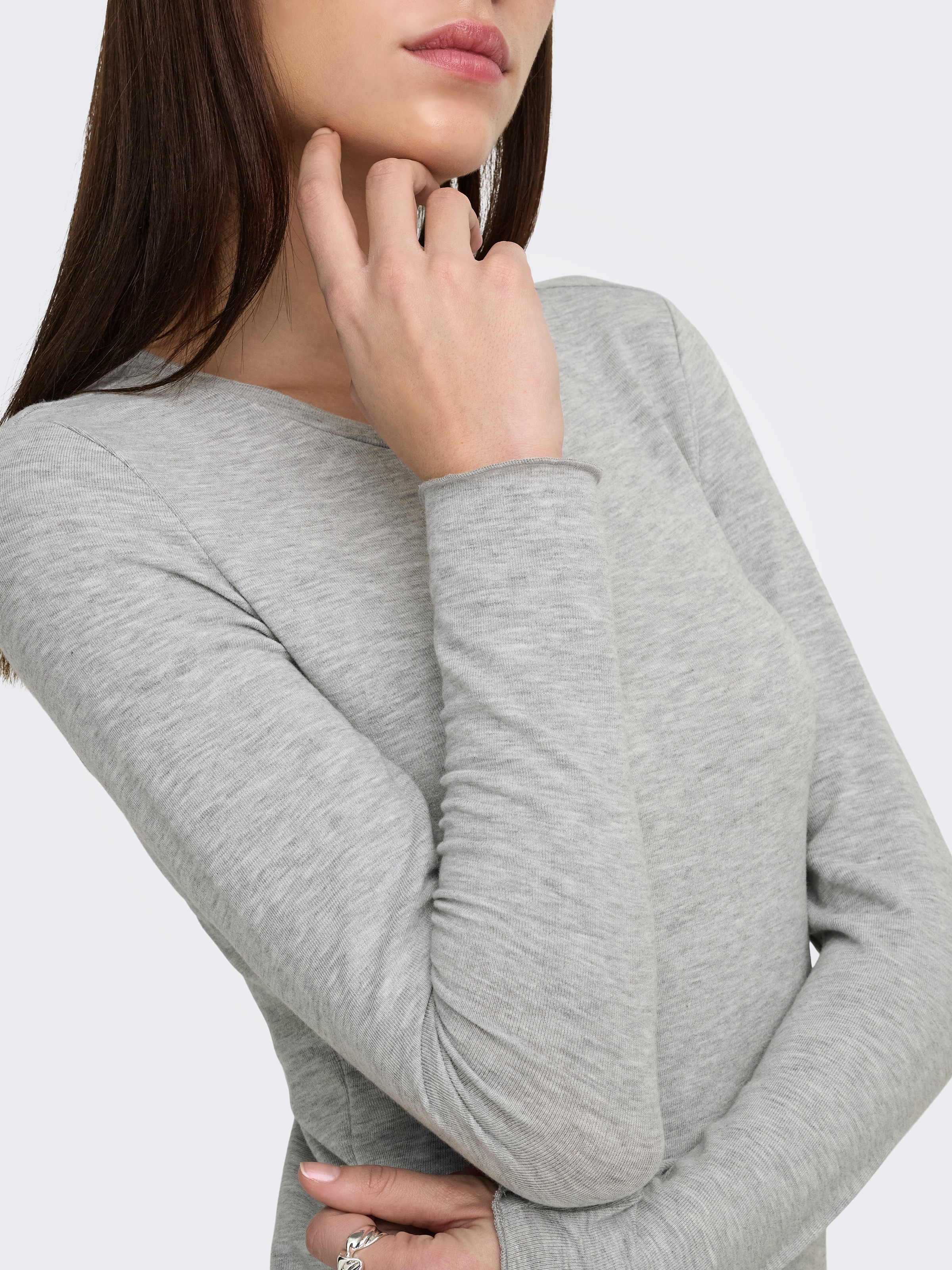 ONLY T-shirt à manches longues »ONLVIRRO O NECK L/S TOP BOX JRS« Materialmix, regular fit