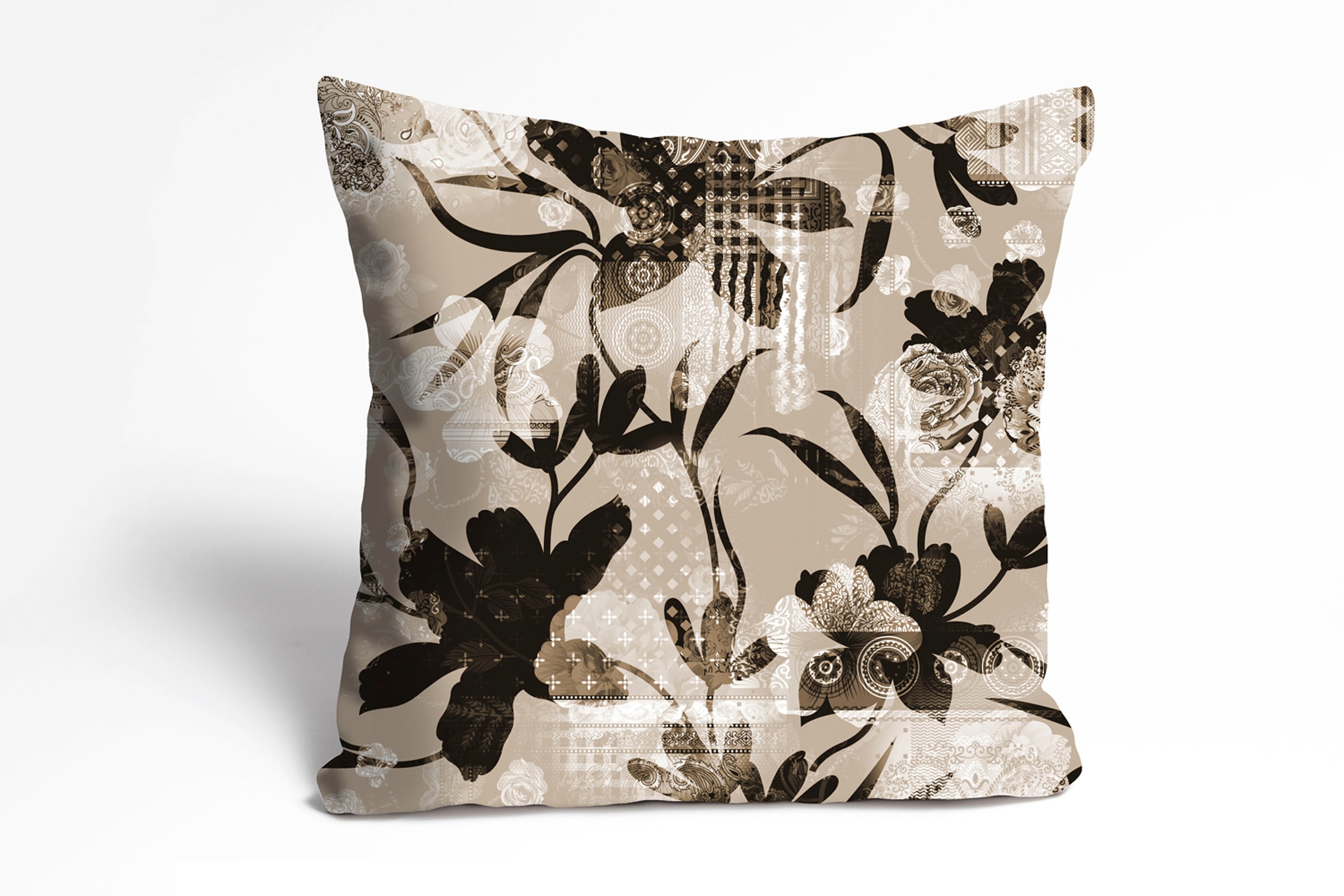 queence Dekokissen »Fausto« Kissenhülle,Blumenmuster,Beige,Zart,Elegant,Vintage,Natürlich