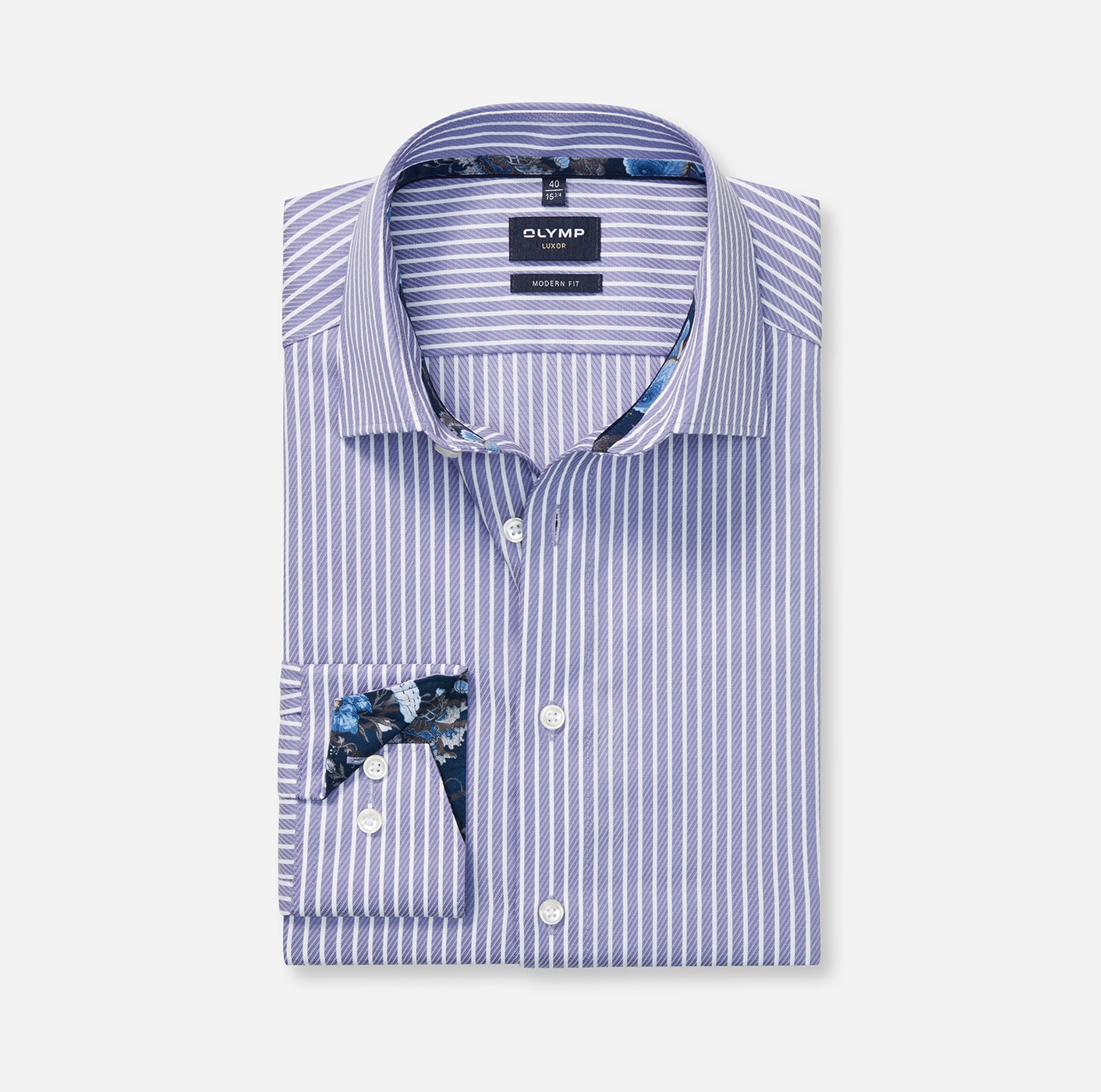 OLYMP Langarmhemd »Luxor modern fit« modern fit, gestreift, Businesshemd, New Kentkragen