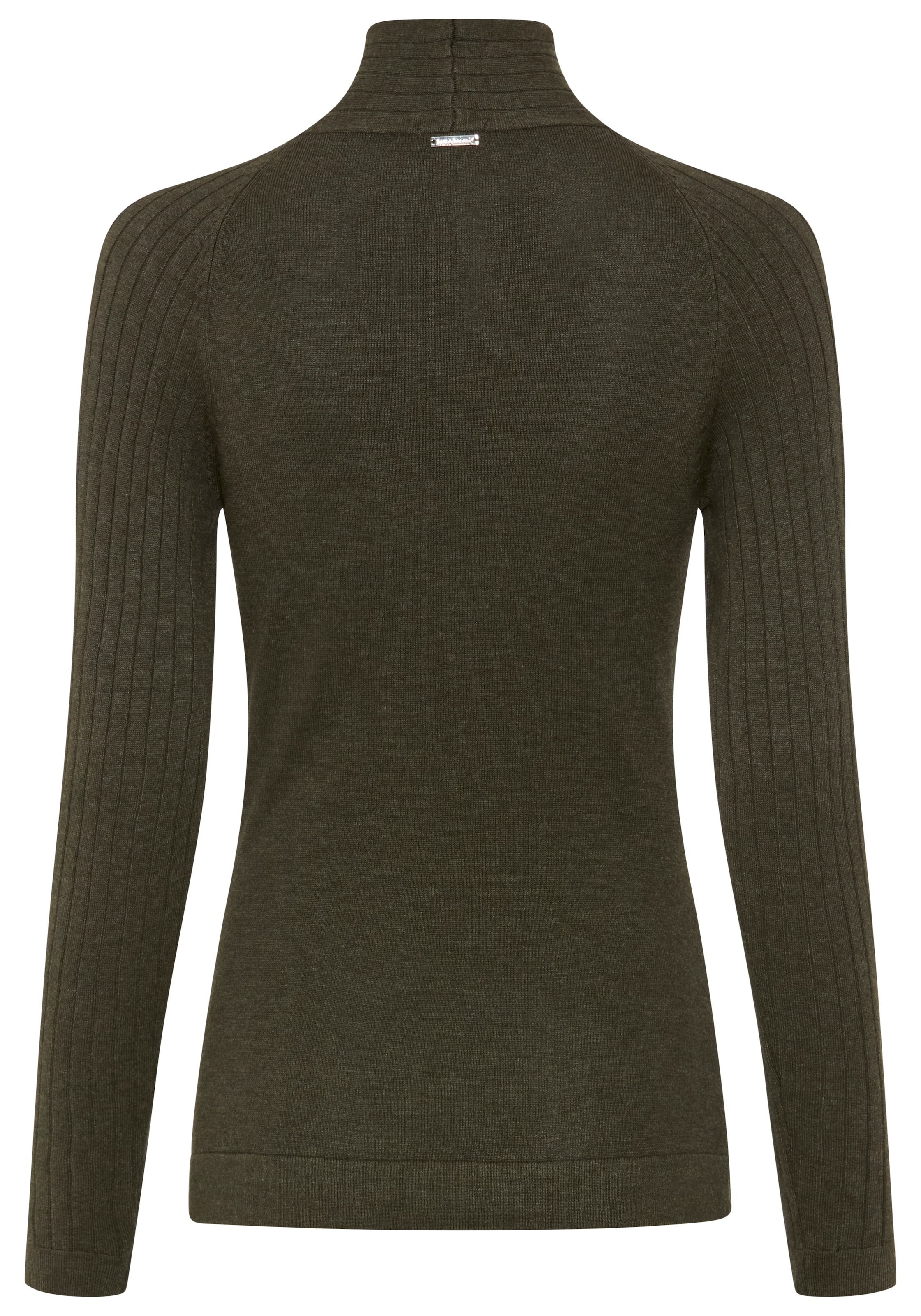 Bruno Banani Pull à col montant »mit Cut-Out« en tricot côtelé et fin, coupe cintrée, manches longues
