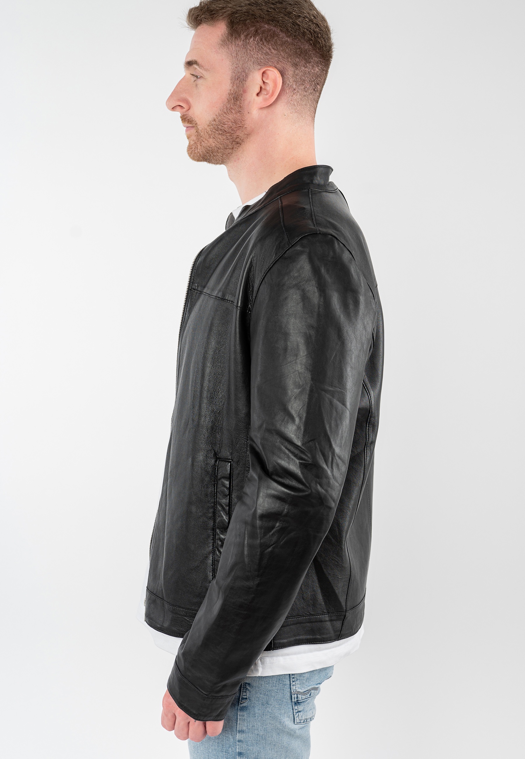 Mauritius Veste en cuir »MMOrlando« mit Bikerkragen