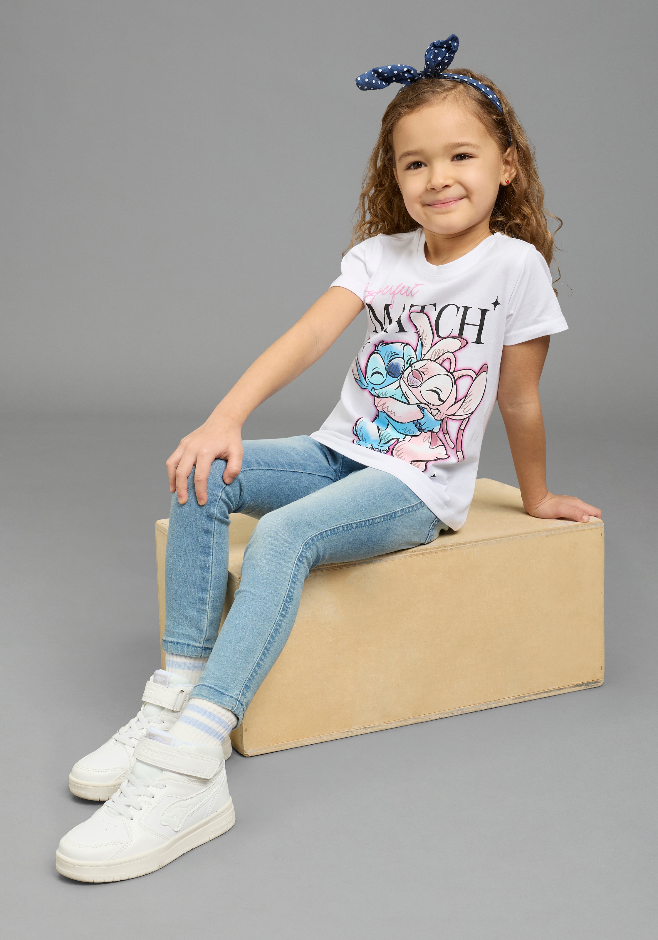 KIDSWORLD T-shirt »STITCH: perfect match - Disney Shirt« Kurzarm, mit Rundhalsausschnitt, bedruckt, aus Baumwolle