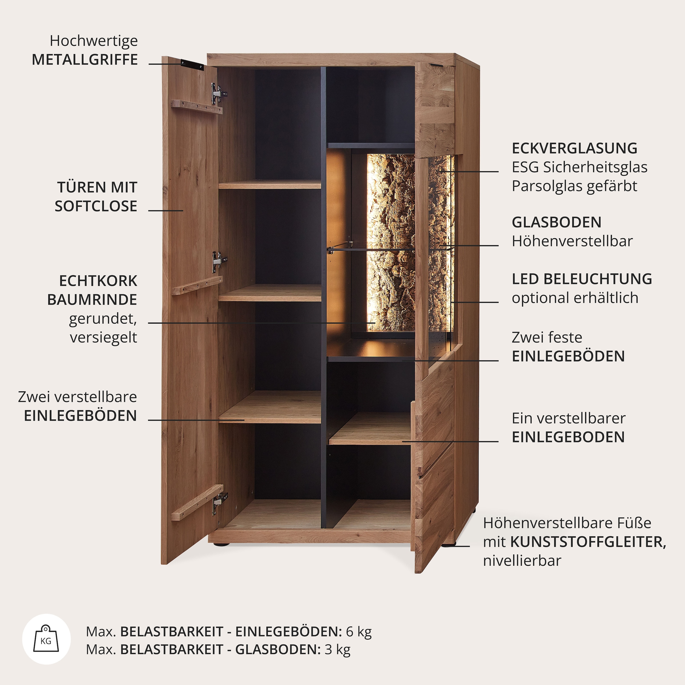 Wohnconcept Meuble mural »Donna Wohnwand, 324x180x50 (BxHxT)« 3 cuis tlg.