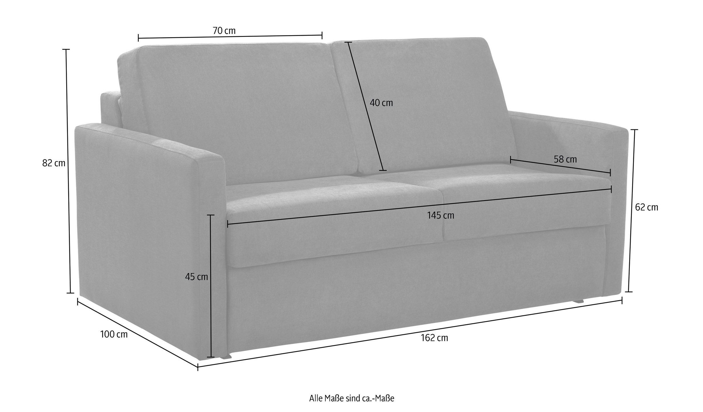 GOODproduct Canapé-lit »Goldpoint 162 cm, Dauerschläfer, Liegefläche 120/200cm« canapé 2 places avec fonction lit, matelas à ressorts Bonell