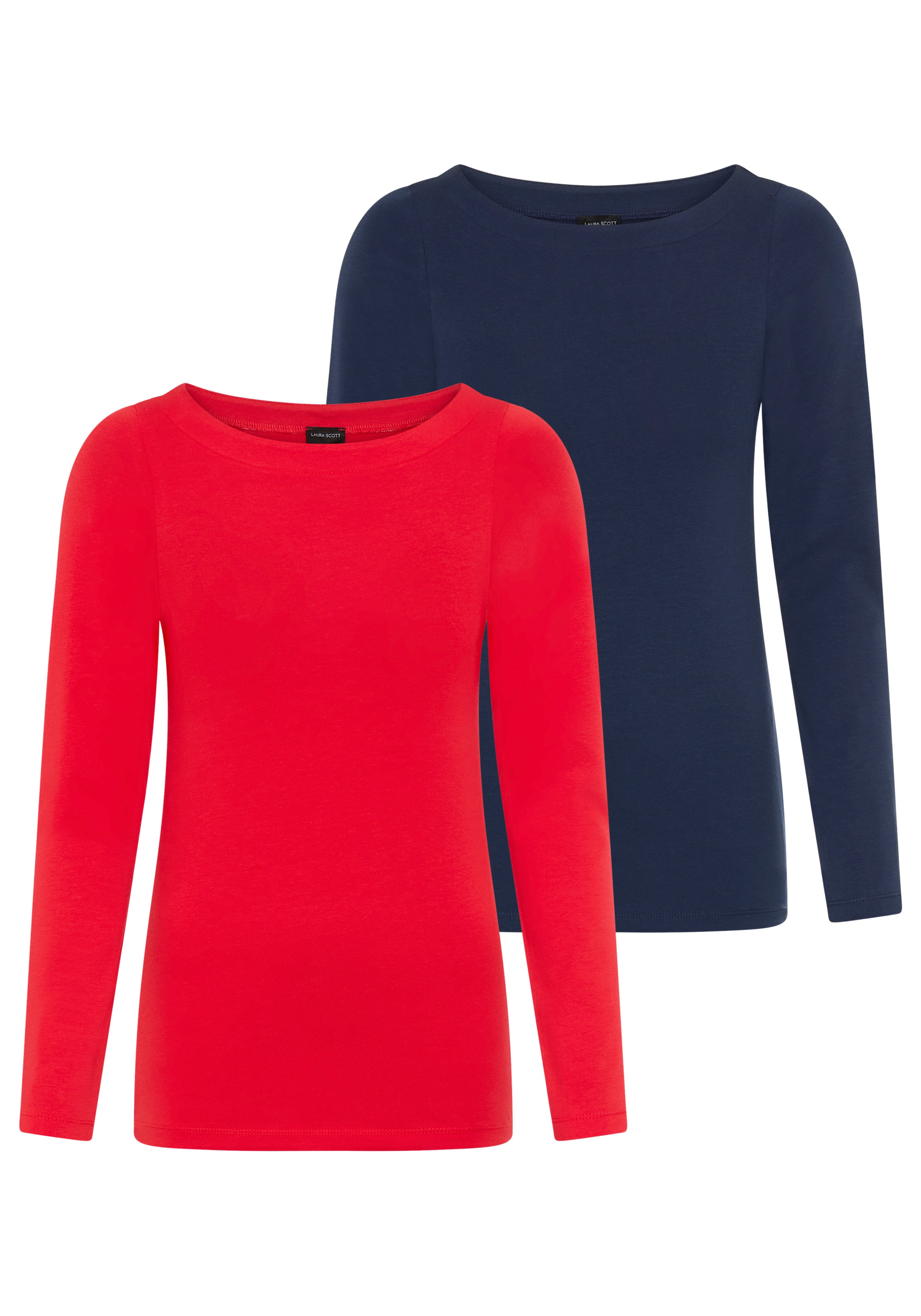 Laura Scott T-shirt à manches longues 2er-Pack,  Basic-Stil und Passform, mit U-Boot-Ausschnitt