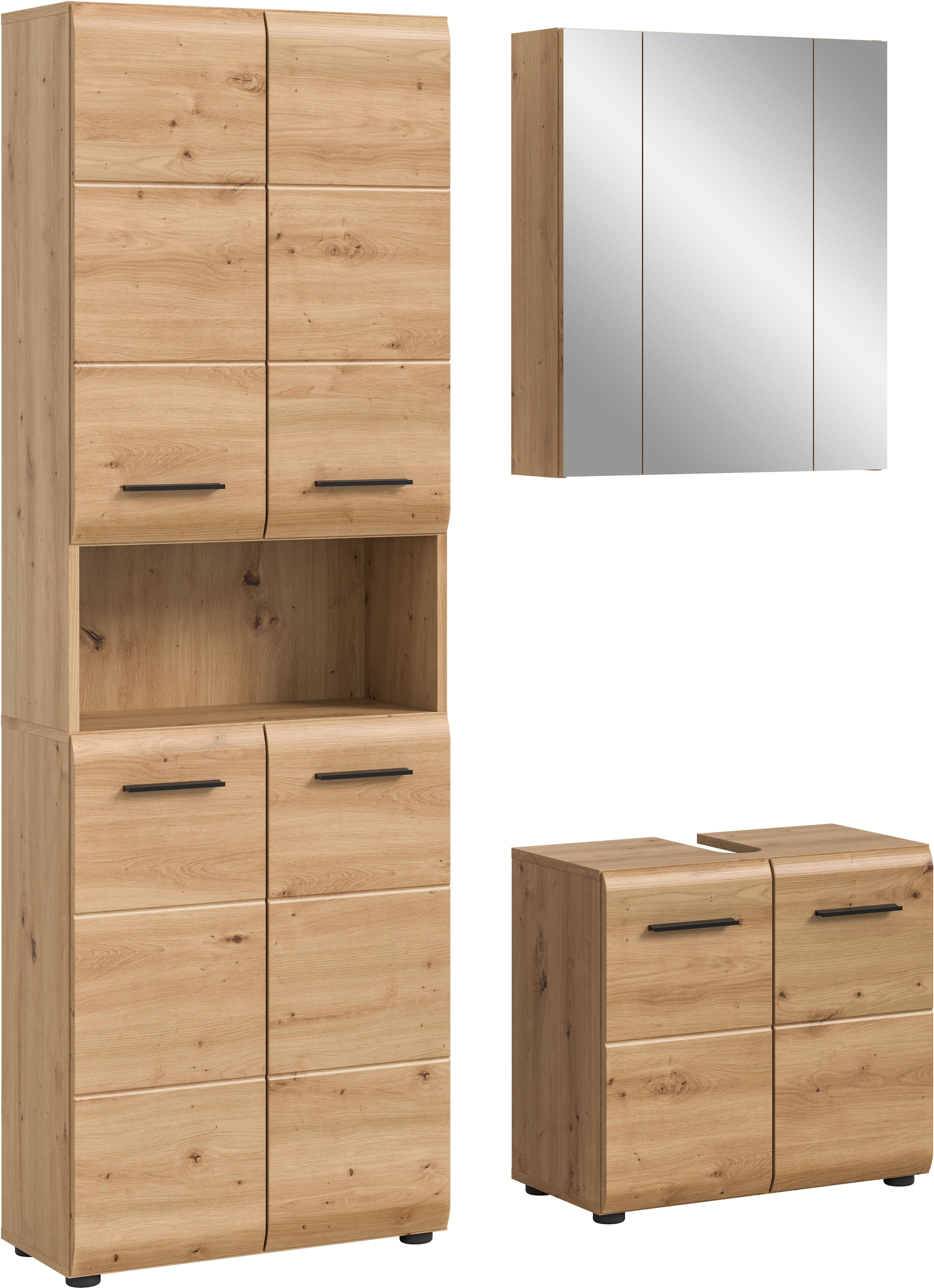 INOSIGN Ensemble de meubles de salle de bain »FLORENZ, TOPSELLER!, 3-teilige Badkombination, hochwertige MDF-Front« Set, best. aus: 1 Hochschrank, 1Waschbeckenunterschrank, 1 Spiegelschrank, 3 cuis tlg.