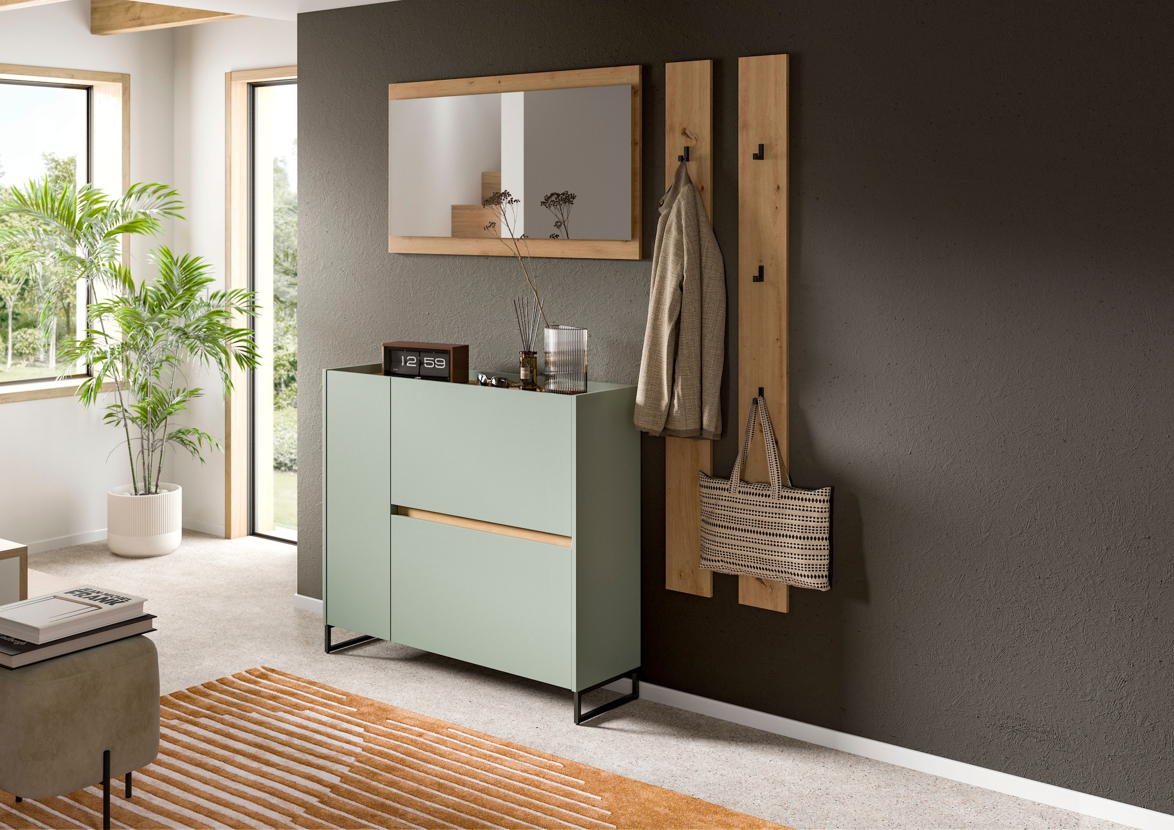 INOSIGN Panneau de vestiaire »EVRID, Höhe 160 cm, inkl. 3 Metall-Haken« individuell mit anderen Artikel der Serie EVRID erweiterbar, 1 cuis tlg. Paneel, Hakenleiste, Wandboard, Garderobe, Wandpaneel