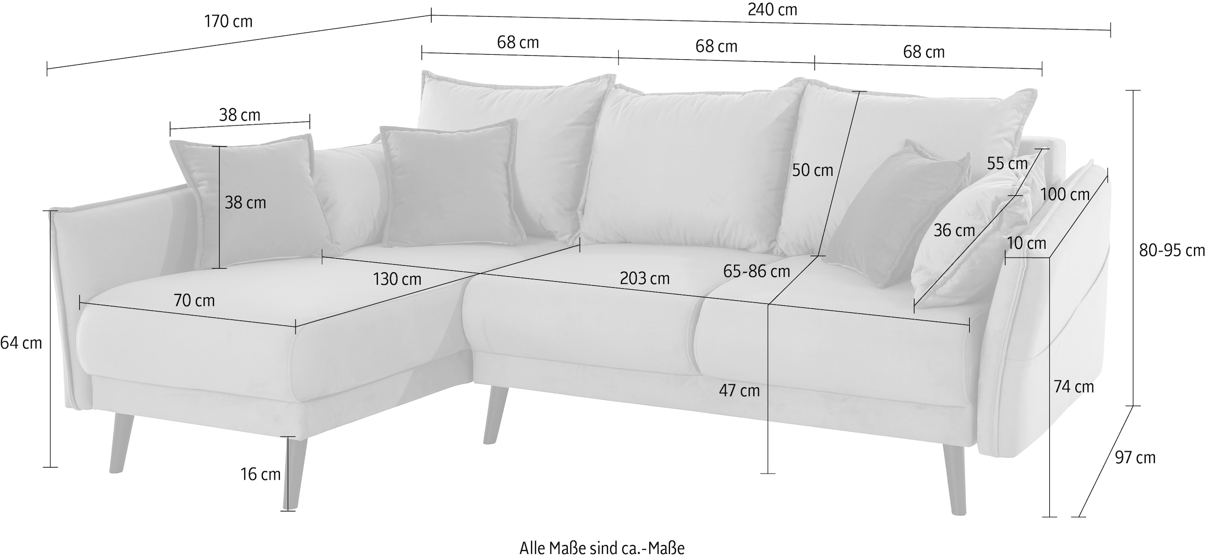 Home affaire Ecksofa »Asra L-Form« incl. Bettfunktion und Bettkasten, Seitentasche im Armteil, Federkern