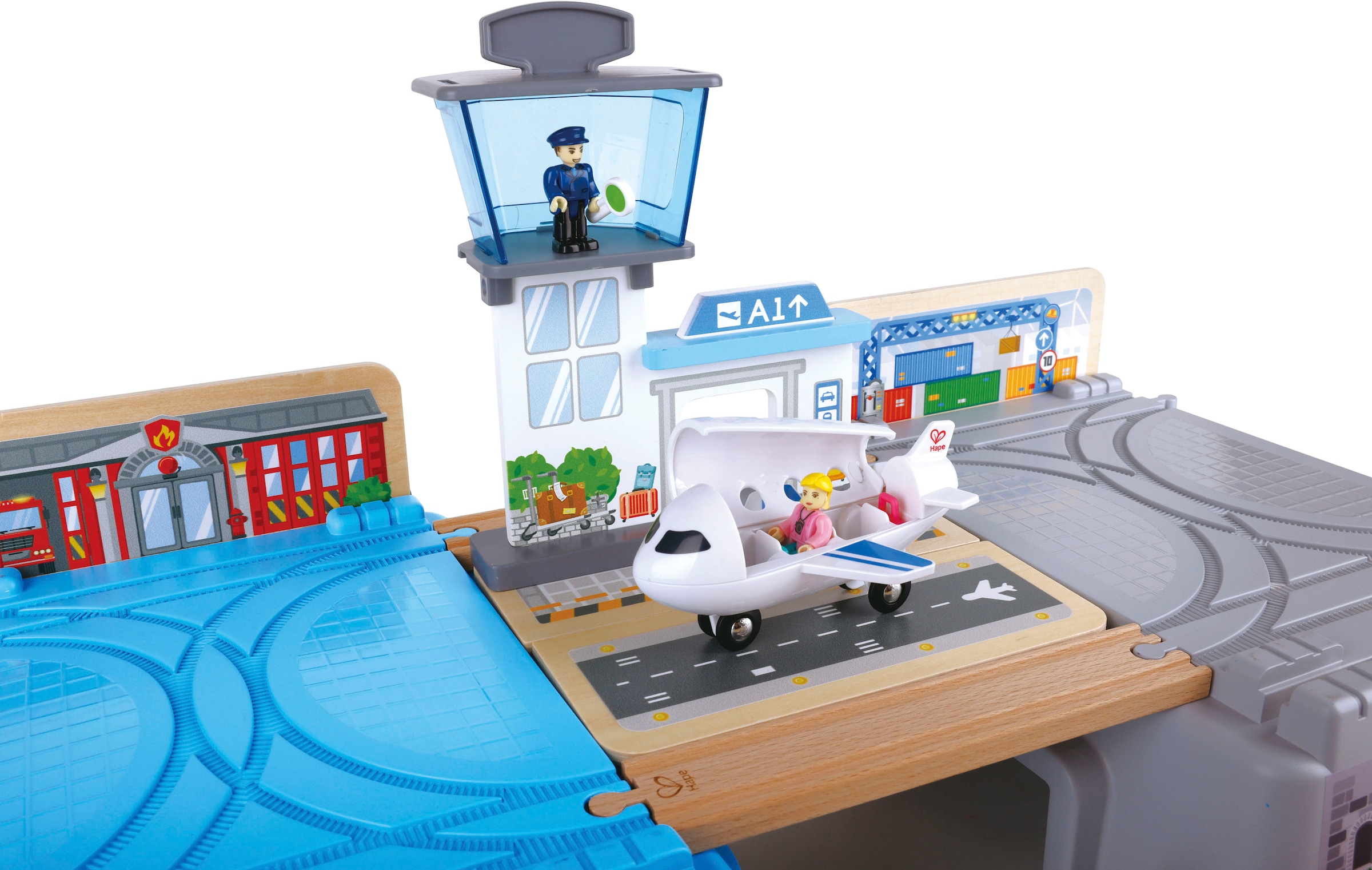 Hape Train jouet »Grossstadtlandschaft Eisenbahn in Aufbewahrungsbox«