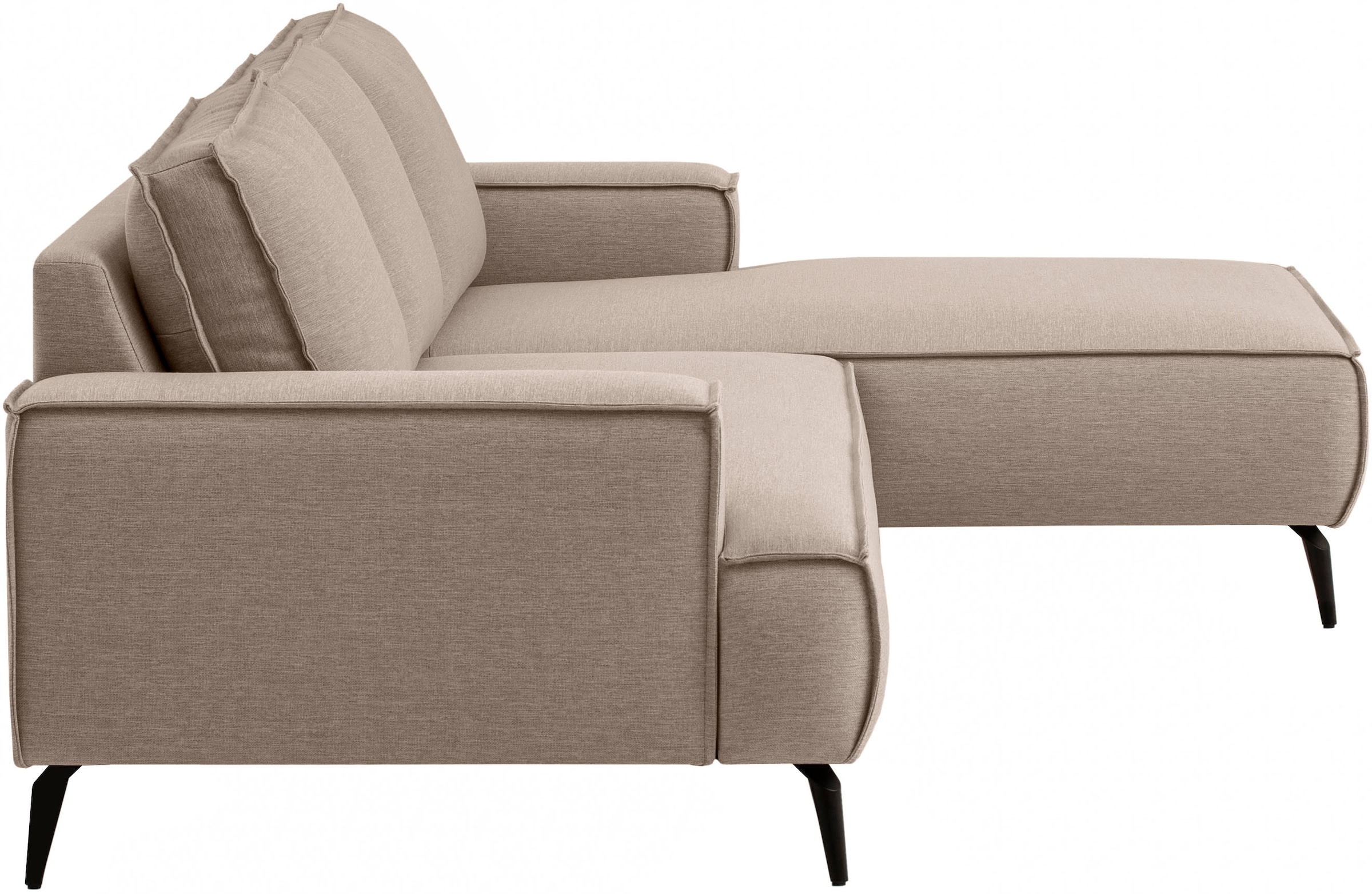 GOODproduct Canapé d'angle »TVINNU Leinenoptik, L-Form, Breite 275 cm« au choix méridienne droite/gauche, pieds noirs, confort d'assise agréable