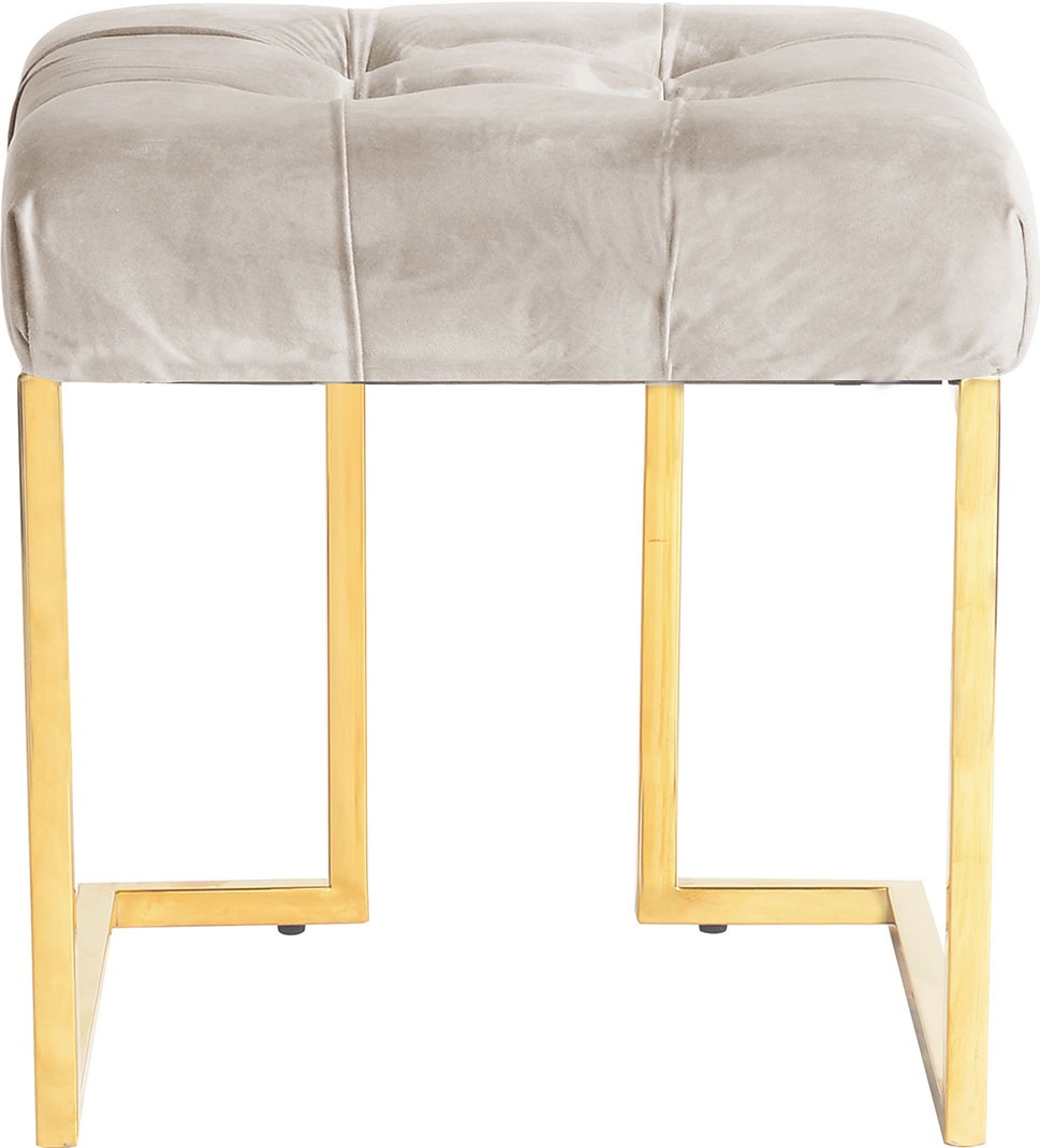 Kayoom Tabouret rembourré »Hocker Rarity 125, Edler Touch durch goldenes Gestell« 1 cuis tlg. carré, doux comme du velours, matelassé, avec boutons décoratifs, structure en acier inoxydable