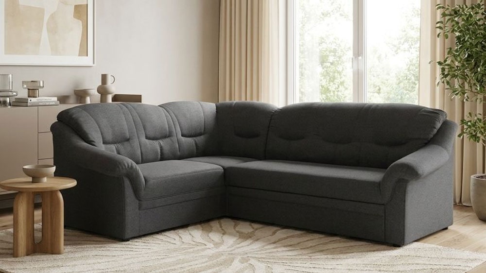 GOODproduct Canapé d'angle »Nyborg 234 x 185 cm, stabil, komfortabel, formschön mit Steppungen« Au choix avec fonction lit, en forme de L, matelassage moderne