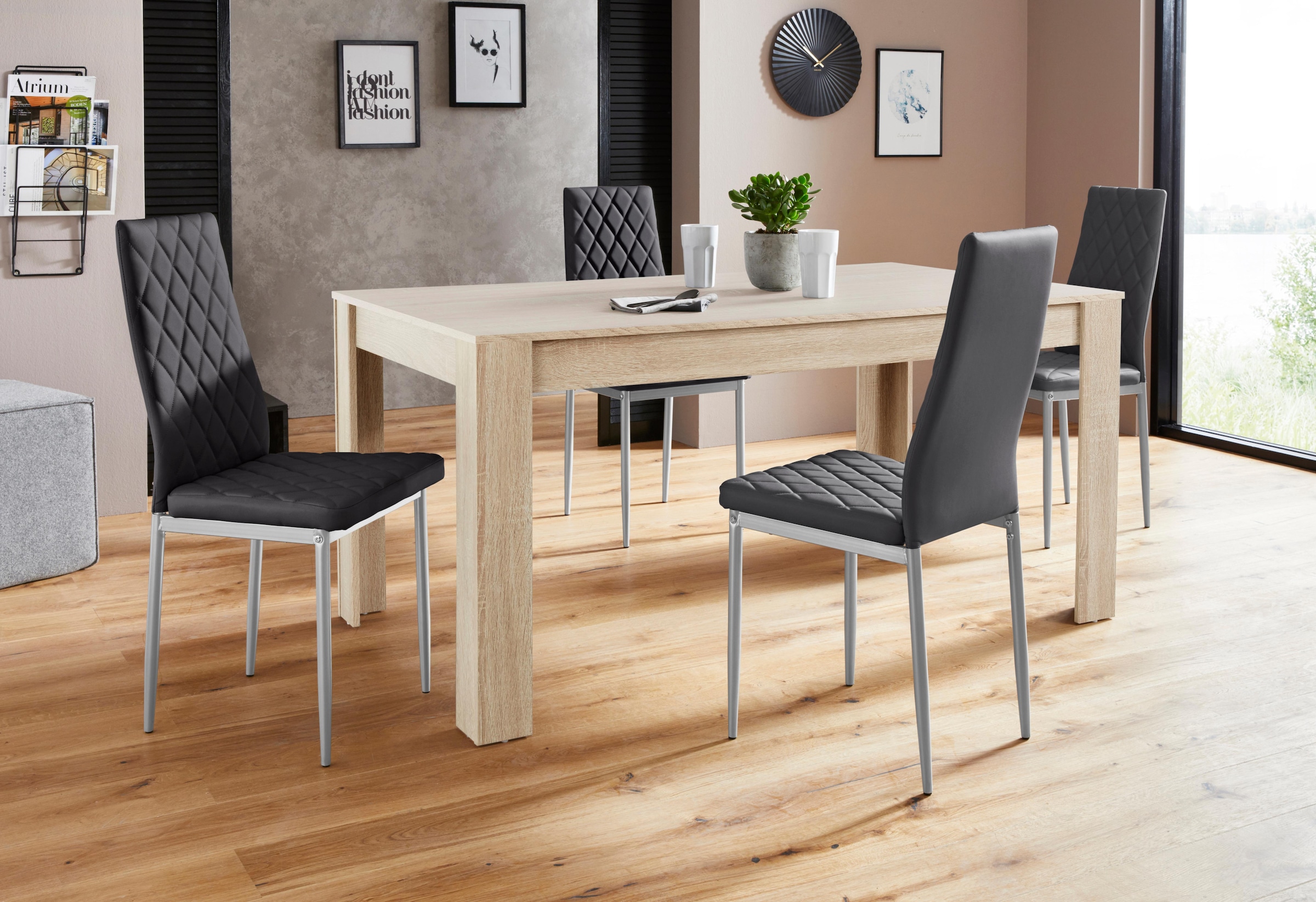 GOODproduct Ensemble de salle à manger »Lynn160/Brooke« Tisch mit 4 Stühlen