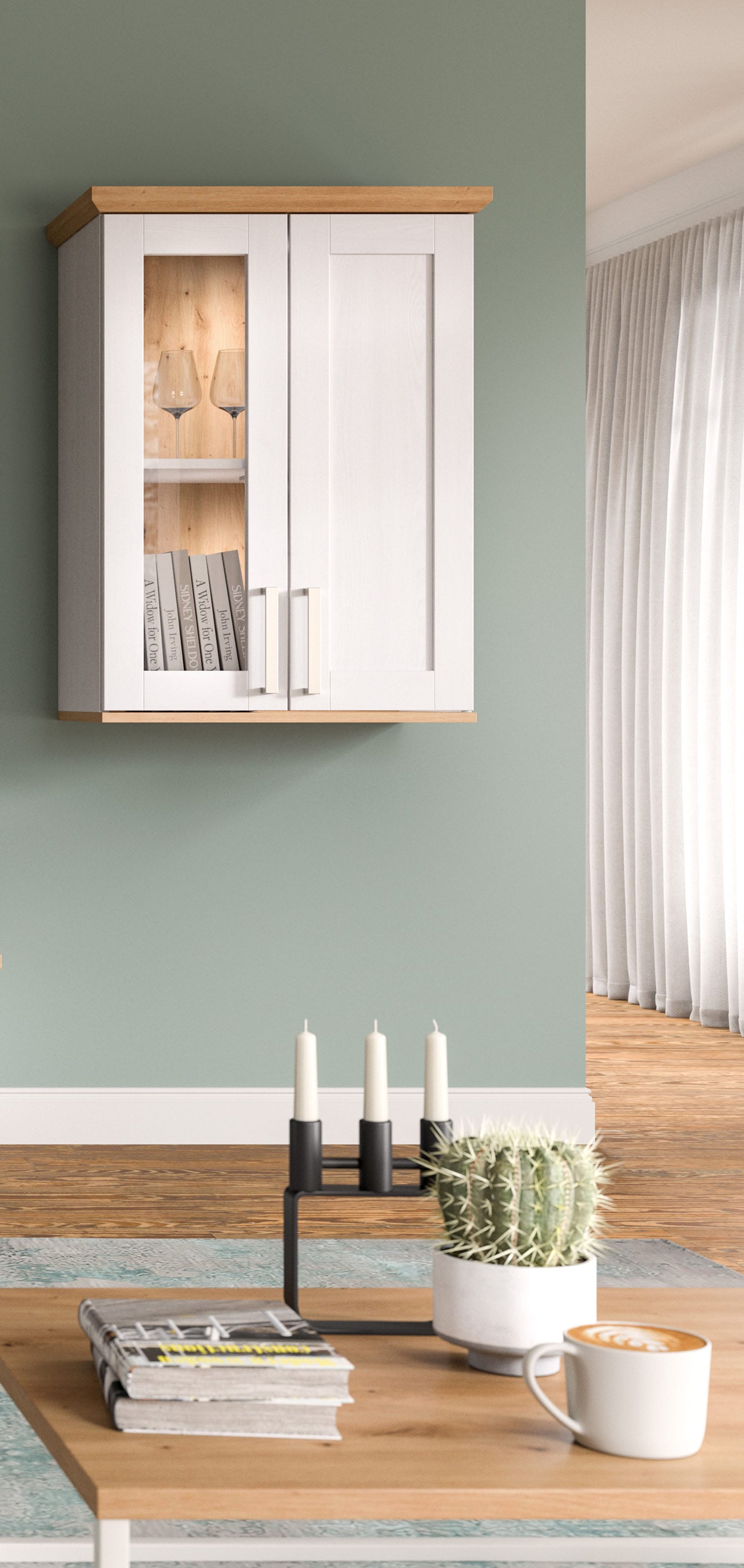 Home affaire Vitrine »Cosenza, Höhe 80 cm, 2 Türen, 2Fächer« 1 Stk. tlg. Vitrine, Höhe 88 cm, Wohnzimmer, Esszimmer