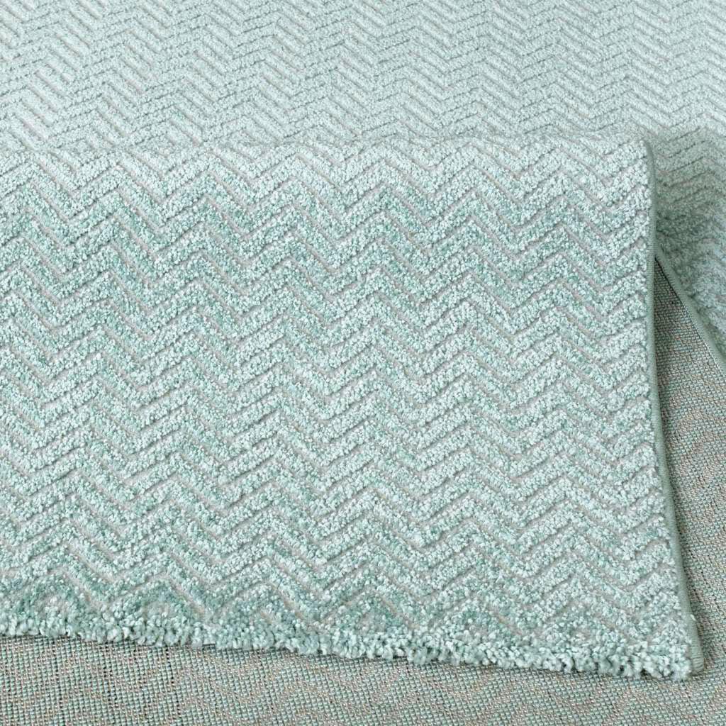 Carpet City Teppich »Friseé-Teppich  FANCY805« rechteckig 12 mm Höhe Läufer, Kurzflor, Einfarbig, 3D-Optik, Zickzack Look, Wohnzimmer