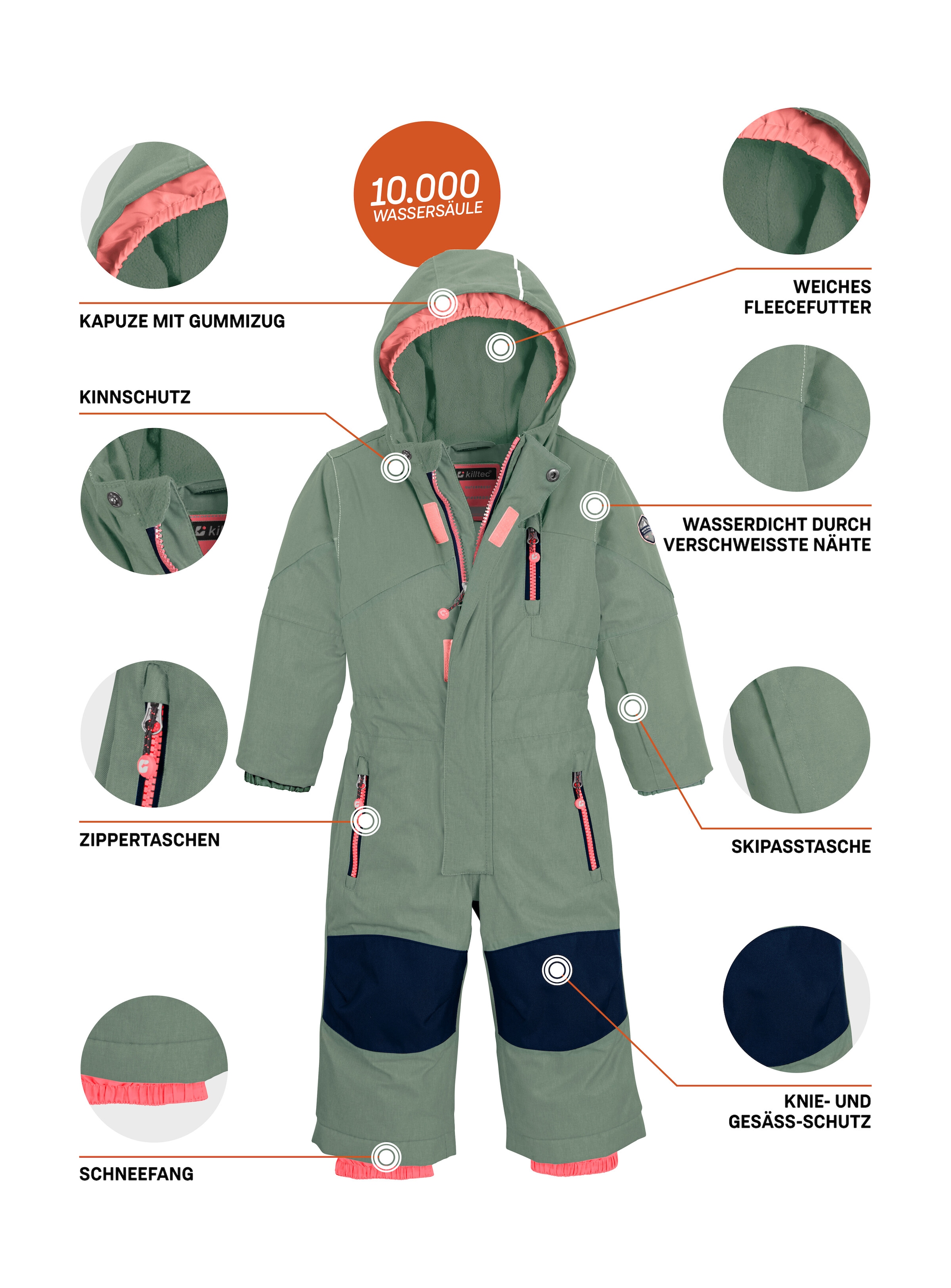 Killtec Skianzug »Kesley Mini« Skioverall, wind- und wasserdicht, innen warmes Fleece