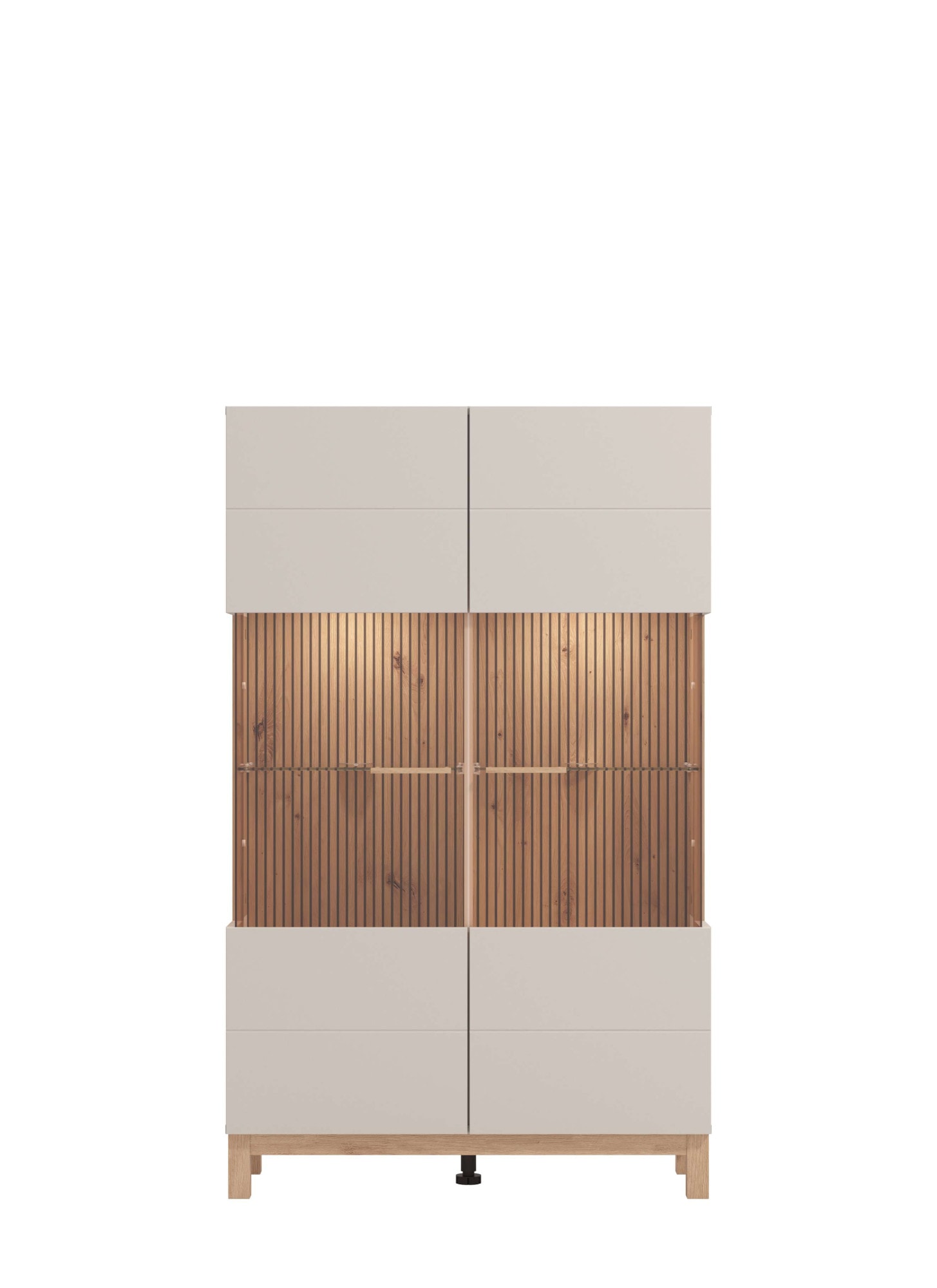 Home affaire Highboard »Essex, Hochkommode, Vitrine, Glasvitrine, Kombi-Highboard« Modernes Highboard in Kaschmir mit Glasfront & Lamellen-Optik