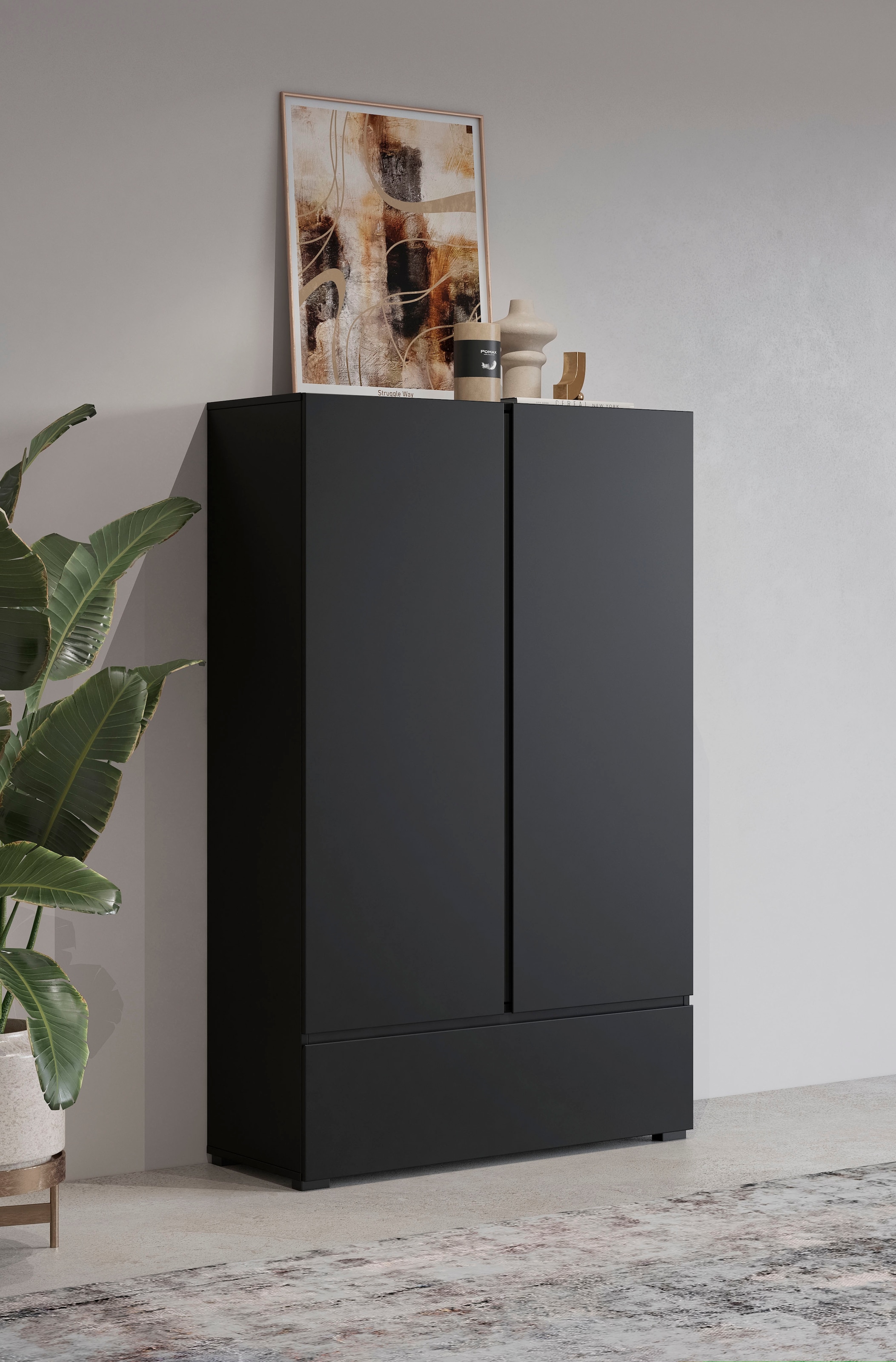 GOODproduct Armoire multi-usages »Cross,Breite 89 cm, Highboard, Universalschrank, Garderobe« armoire à linge avec beaucoup de rangement, étagères réglables